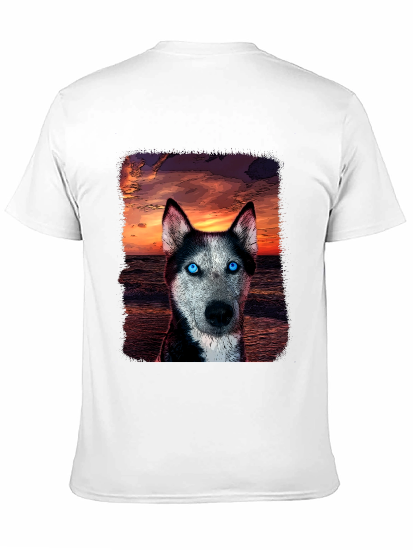 Husky Sunset Graphic Tee - Unique Dog Lover Shirt