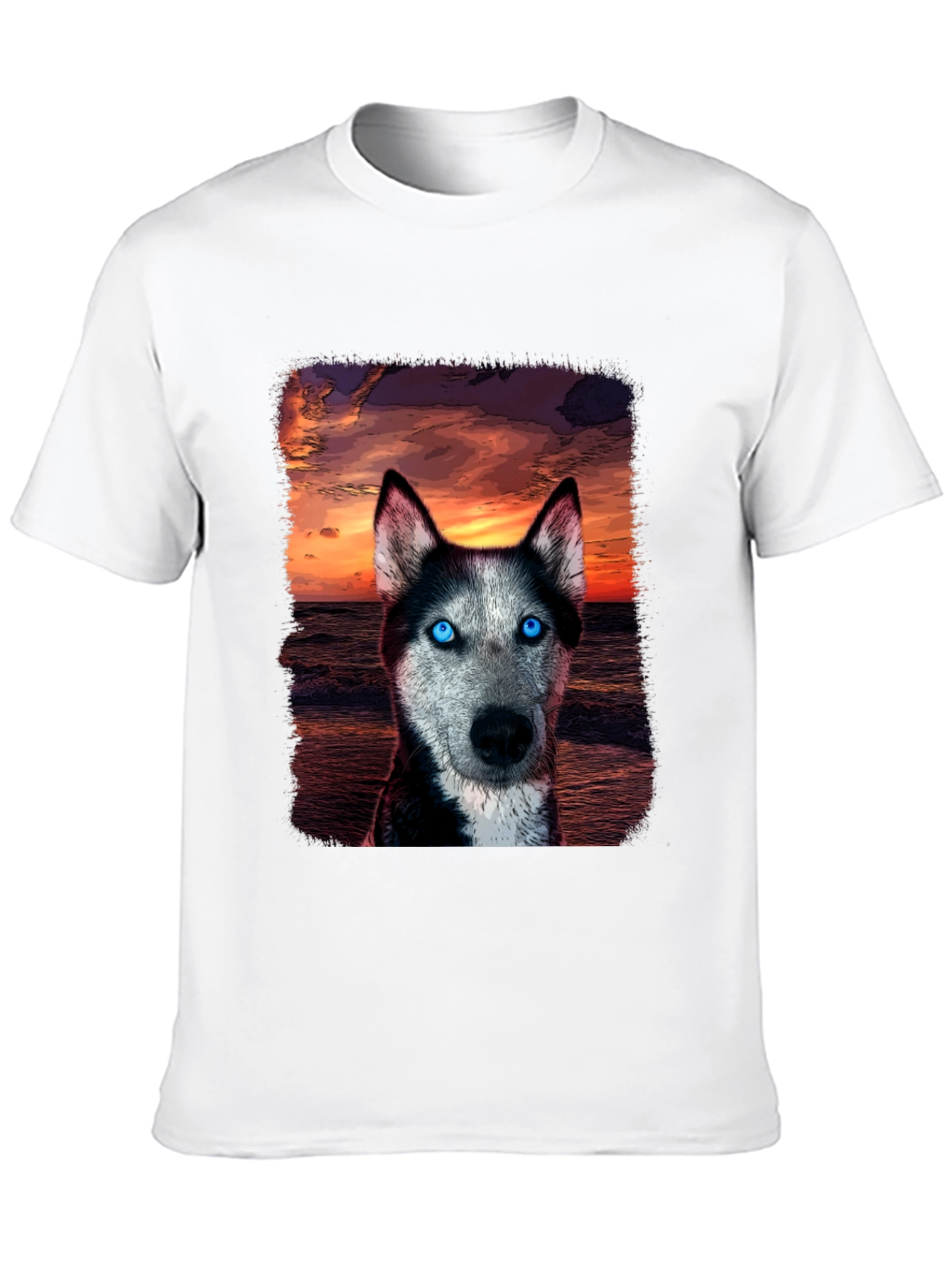 Husky Sunset Graphic Tee - Unique Dog Lover Shirt