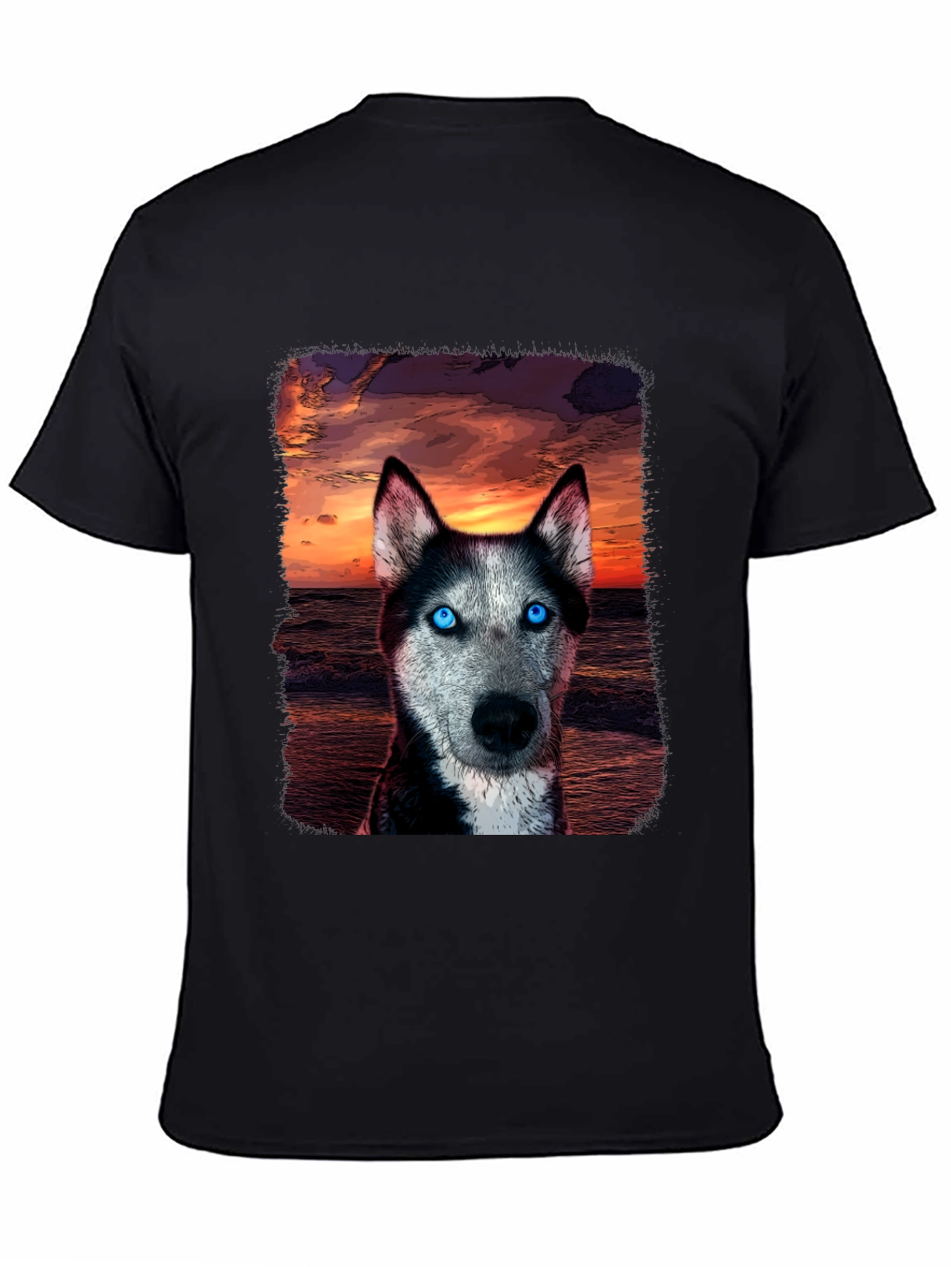 Husky Sunset Graphic Tee - Unique Dog Lover Shirt