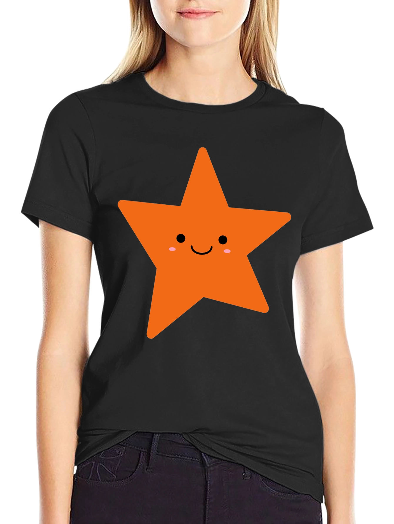 Cute Star Graphic Tee - Black
