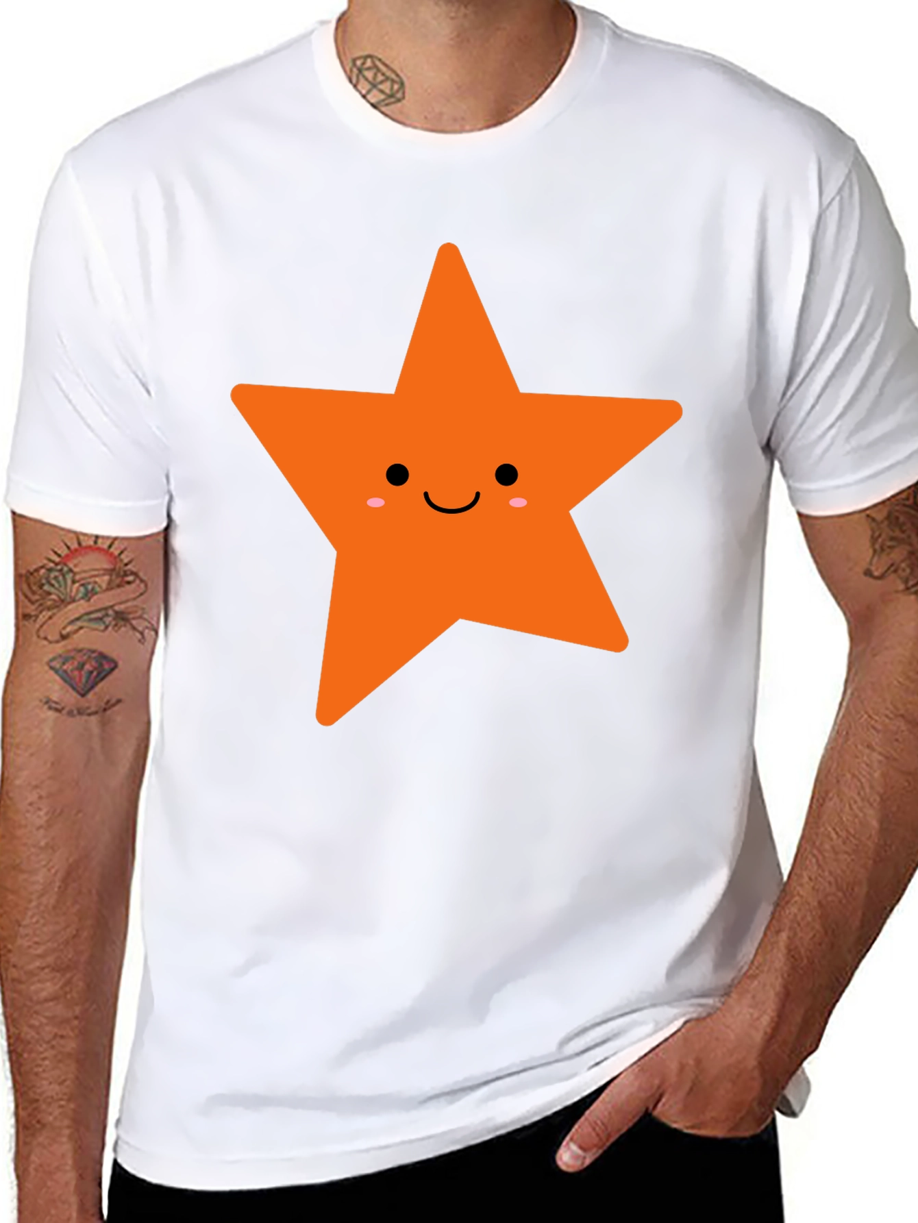 Cute Star Graphic Tee - Black