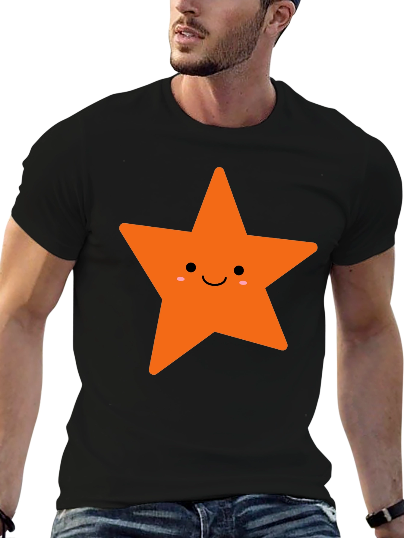 Cute Star Graphic Tee - Black