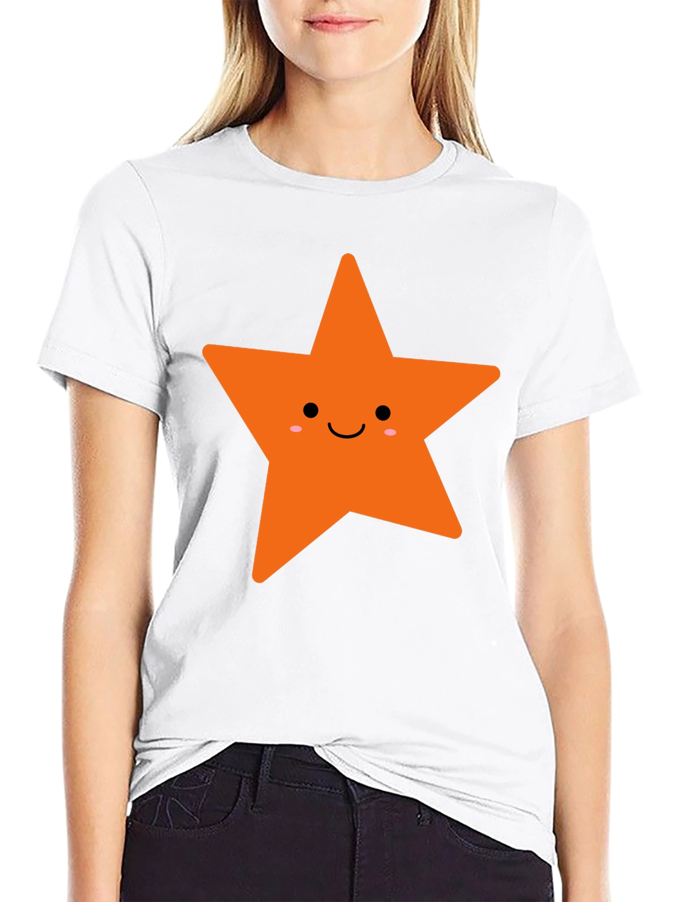 Cute Star Graphic Tee - Black