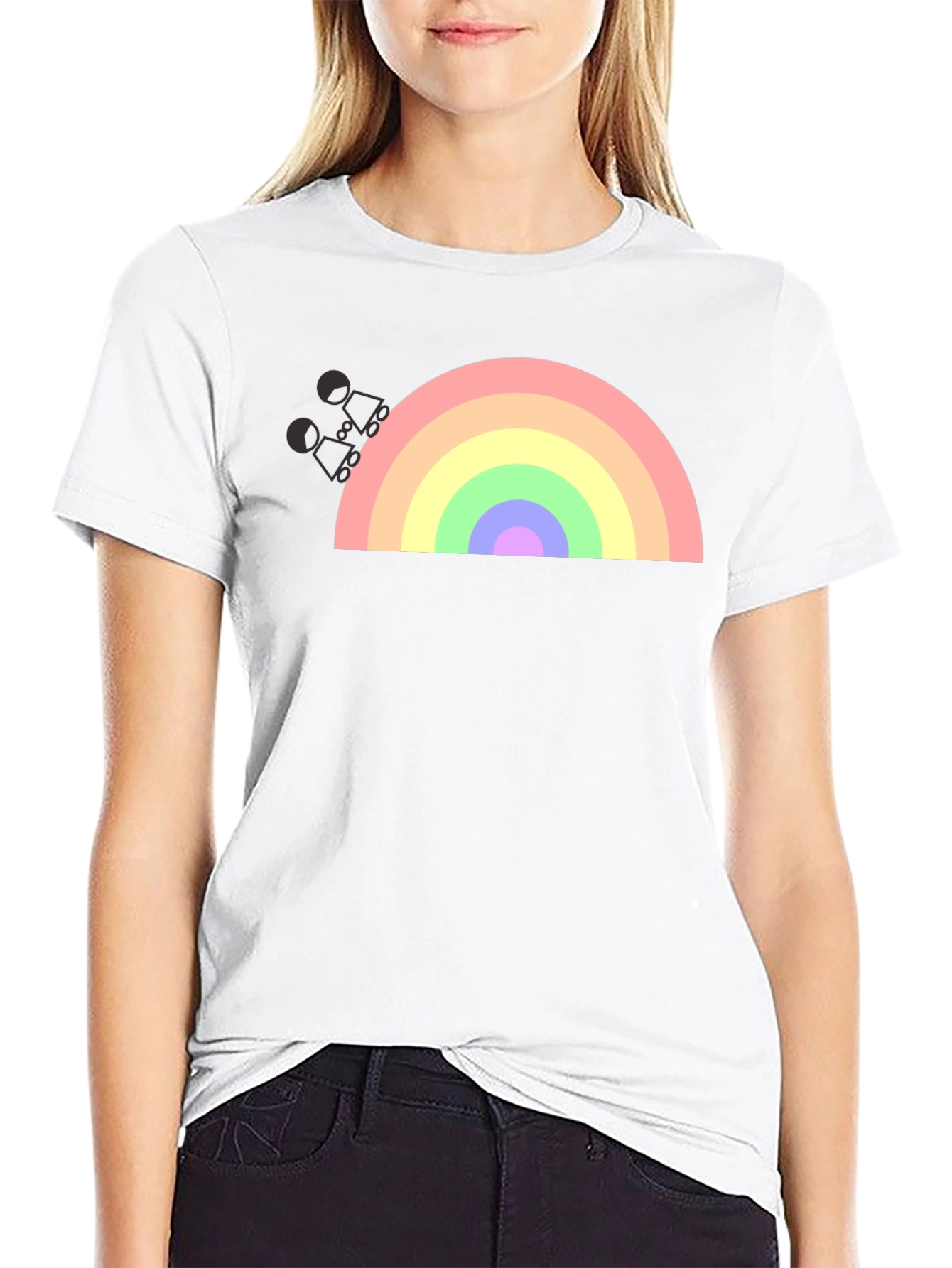 Rainbow Graphic T-Shirt - Black Cotton Blend