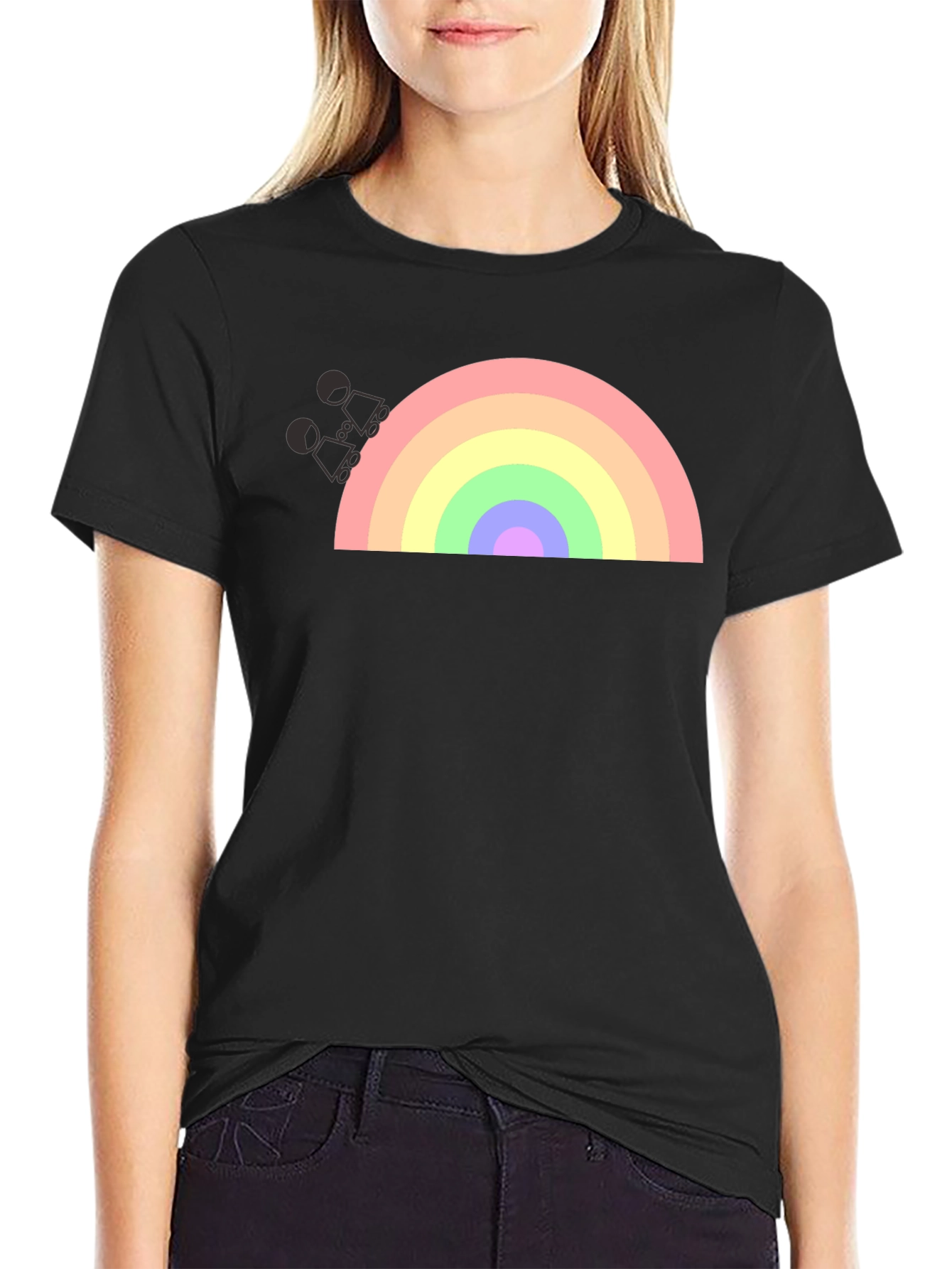 Rainbow Graphic T-Shirt - Black Cotton Blend