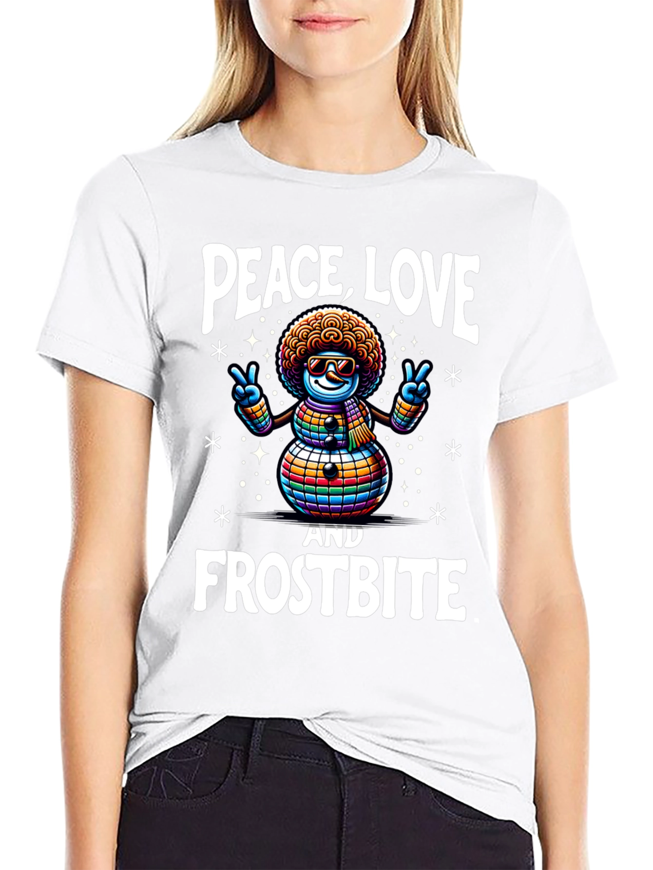 Peace Love & Frostbite Snowman T-Shirt