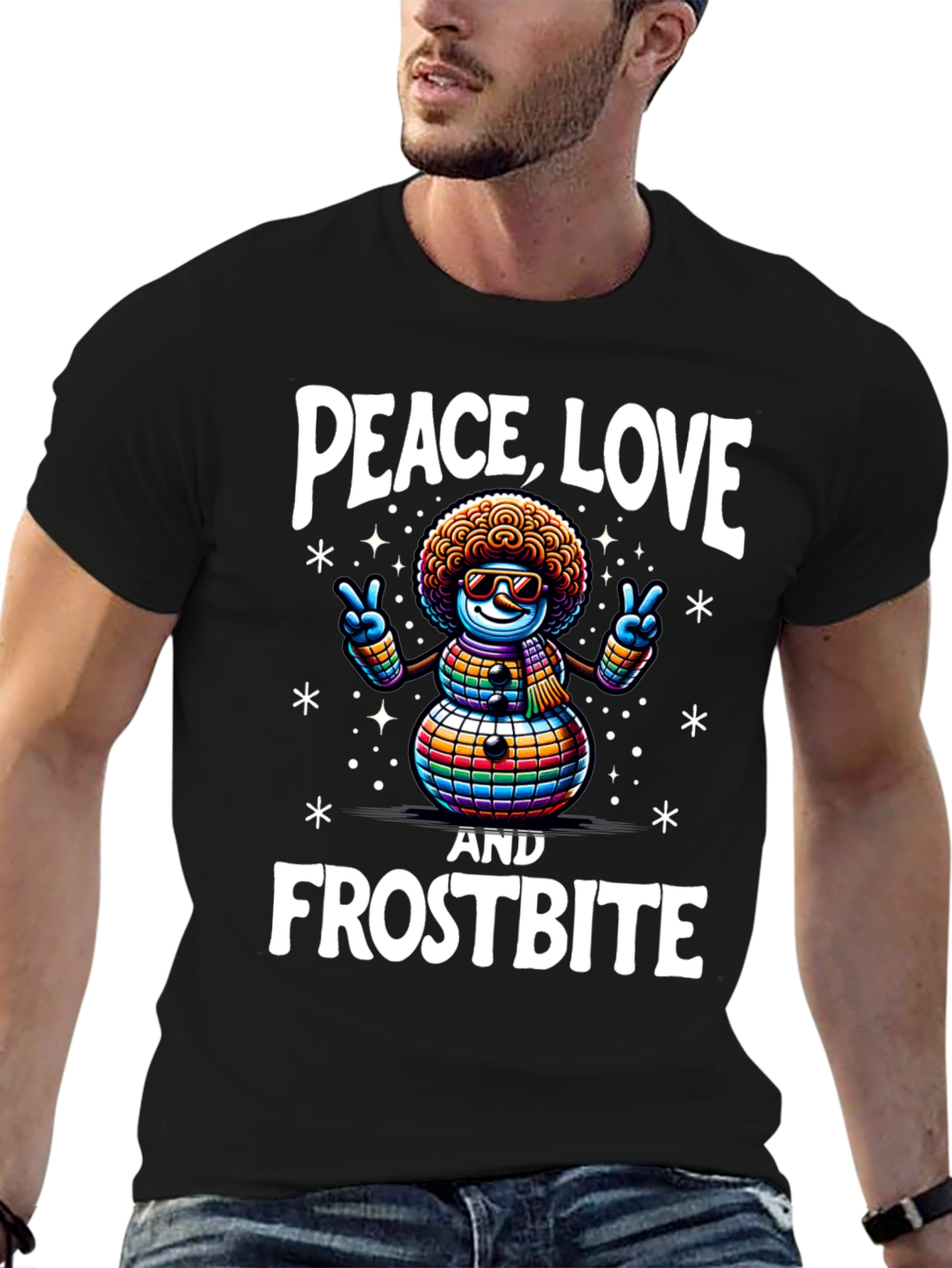 Peace Love & Frostbite Snowman T-Shirt