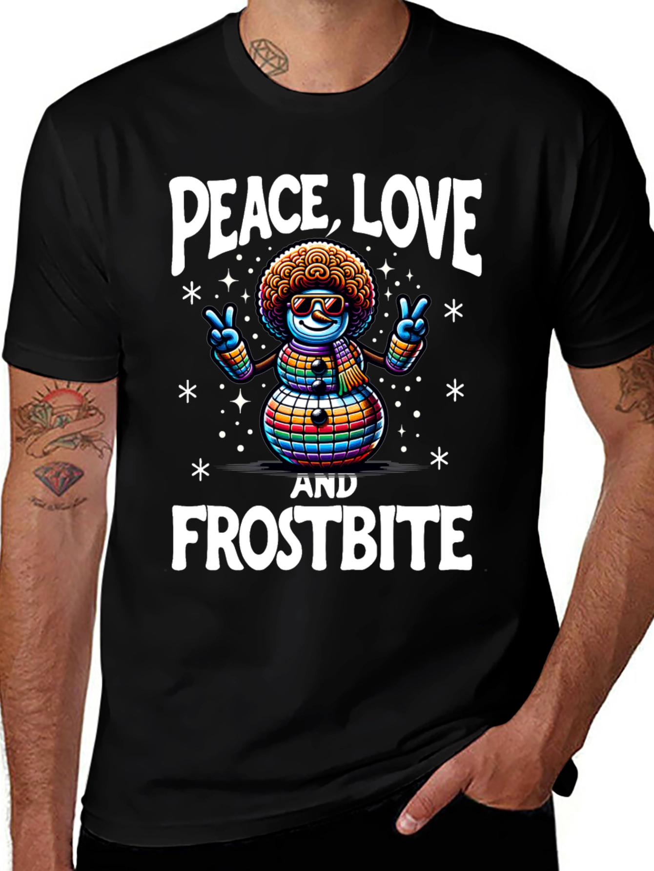 Peace Love & Frostbite Snowman T-Shirt