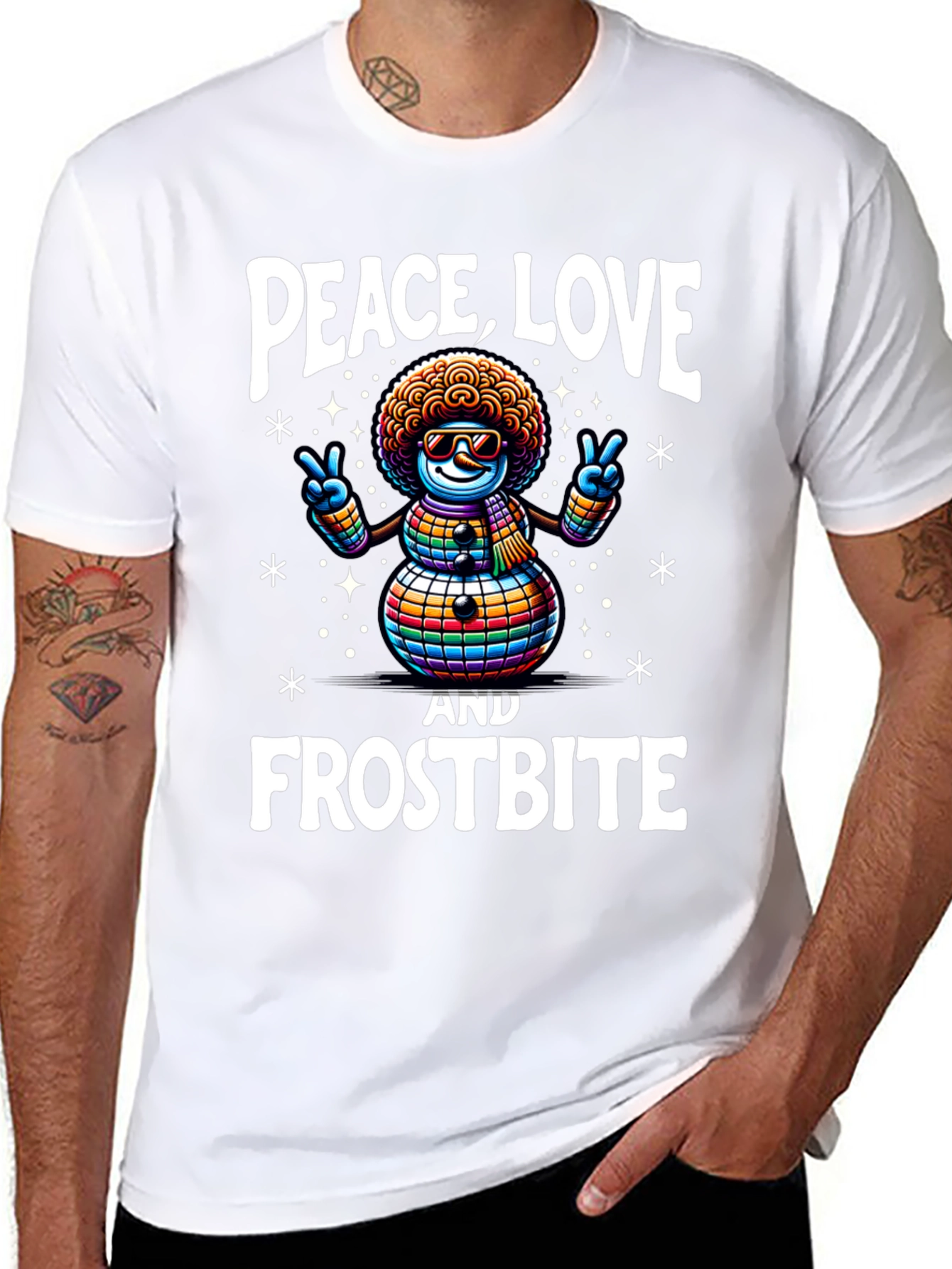Peace Love & Frostbite Snowman T-Shirt