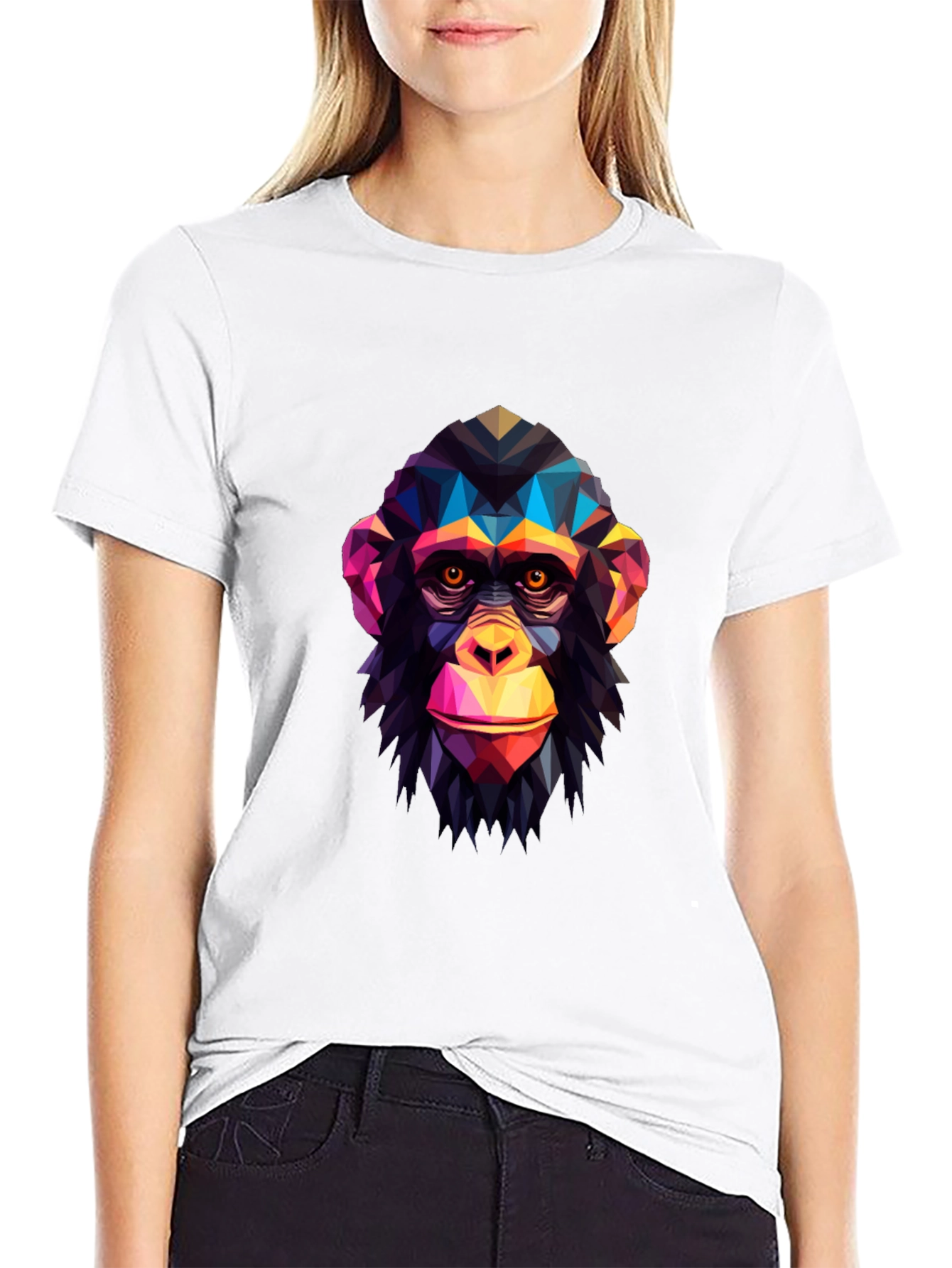 Geometric Monkey Graphic Tee - Modern Art Shirt