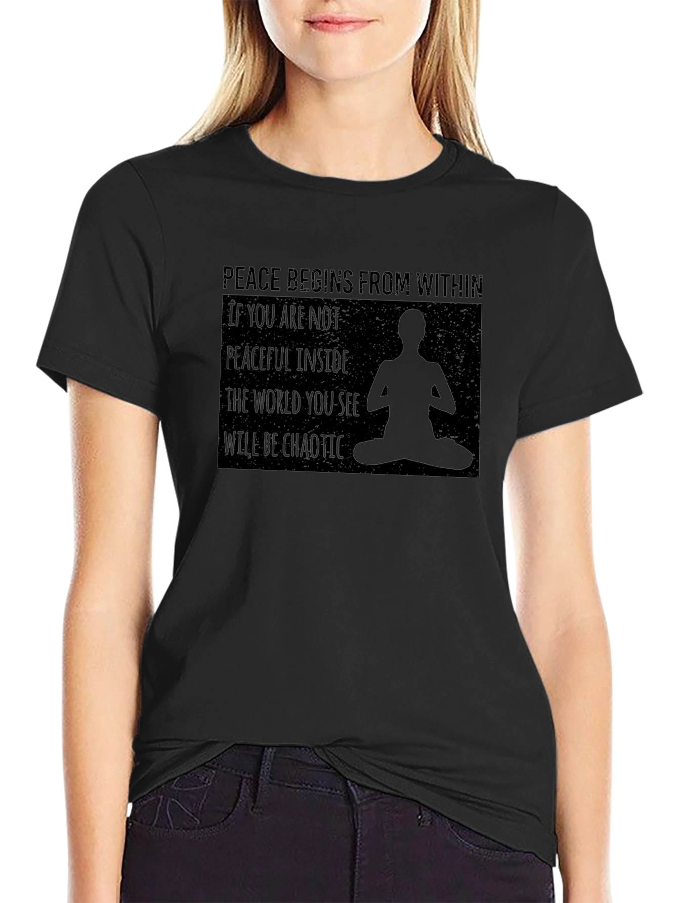 Peace Within Graphic Tee - Meditating Silhouette