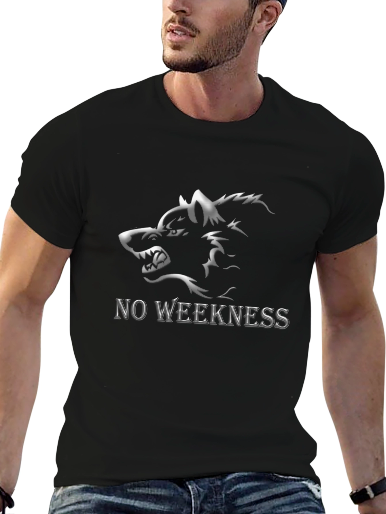 No Weakness Wolf Graphic Tee - Mens Black T-Shirt