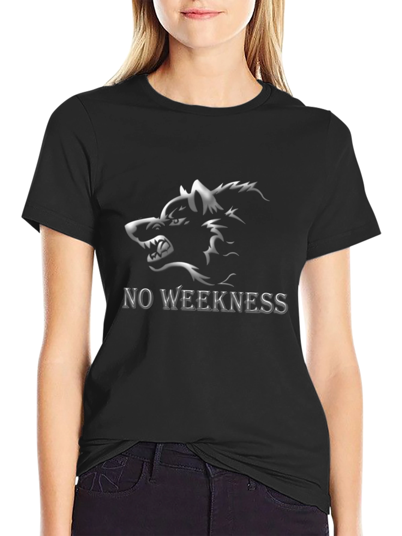 No Weakness Wolf Graphic Tee - Mens Black T-Shirt
