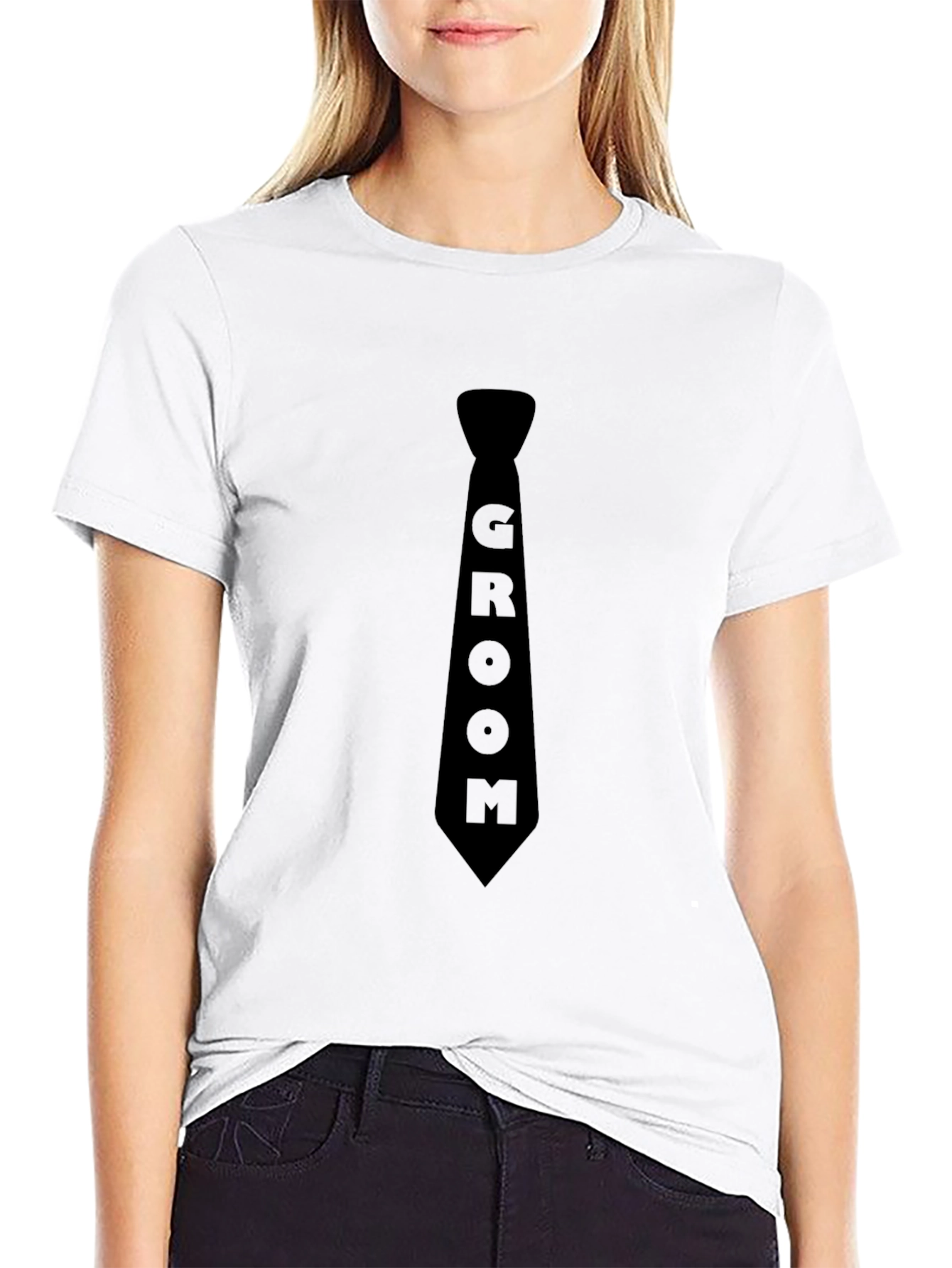 Groom Tie T-Shirt - Black Wedding Apparel