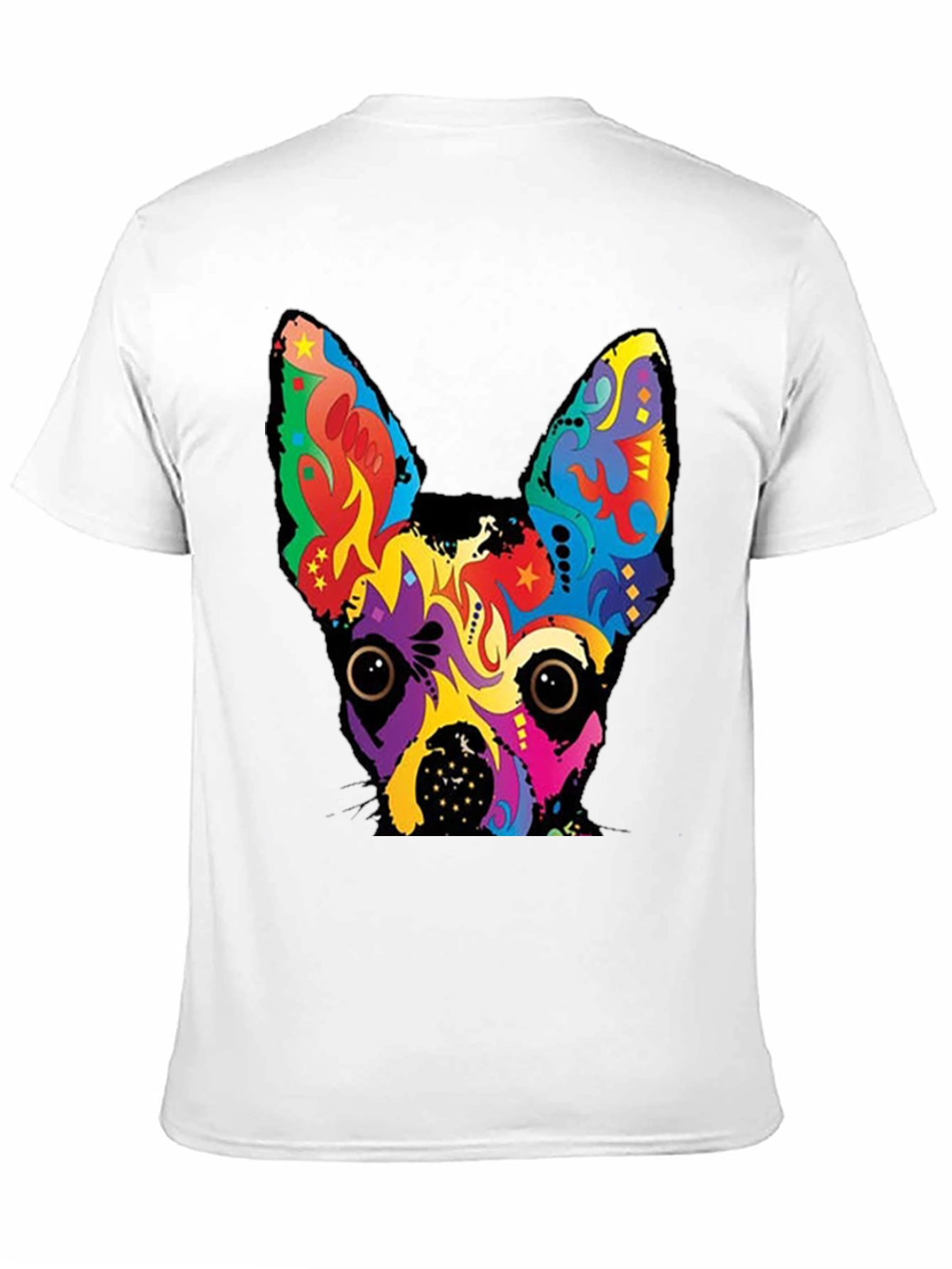 Psychedelic Dog Graphic Tee - Bold Black Cotton T-Shirt