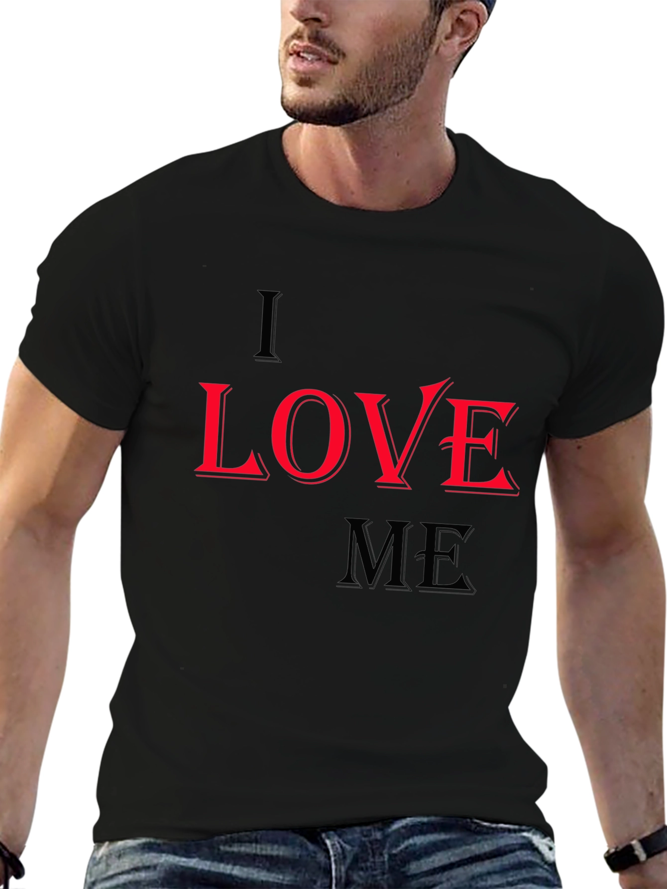 I Love Me Graphic Print Black T-Shirt