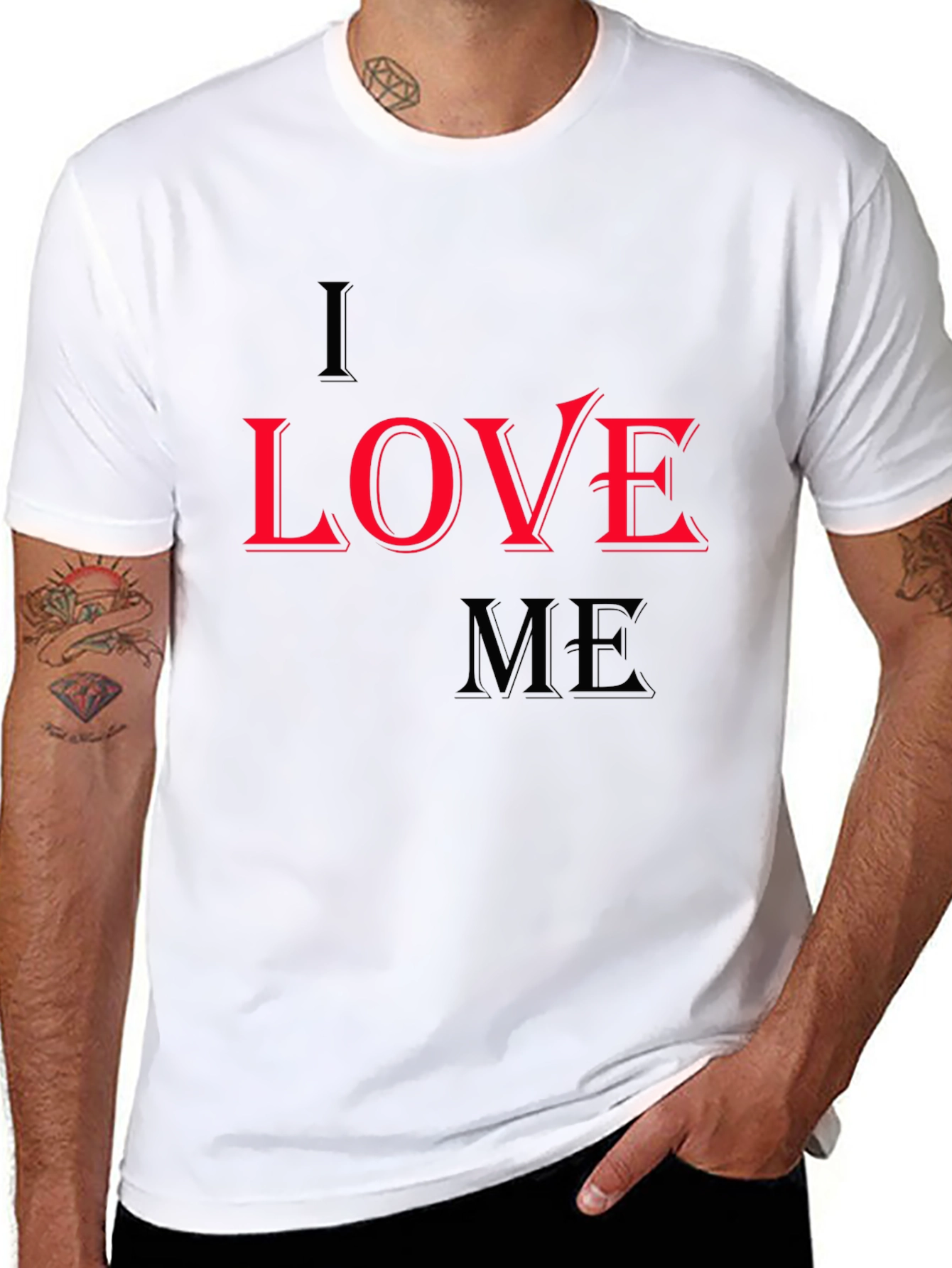 I Love Me Graphic Print Black T-Shirt