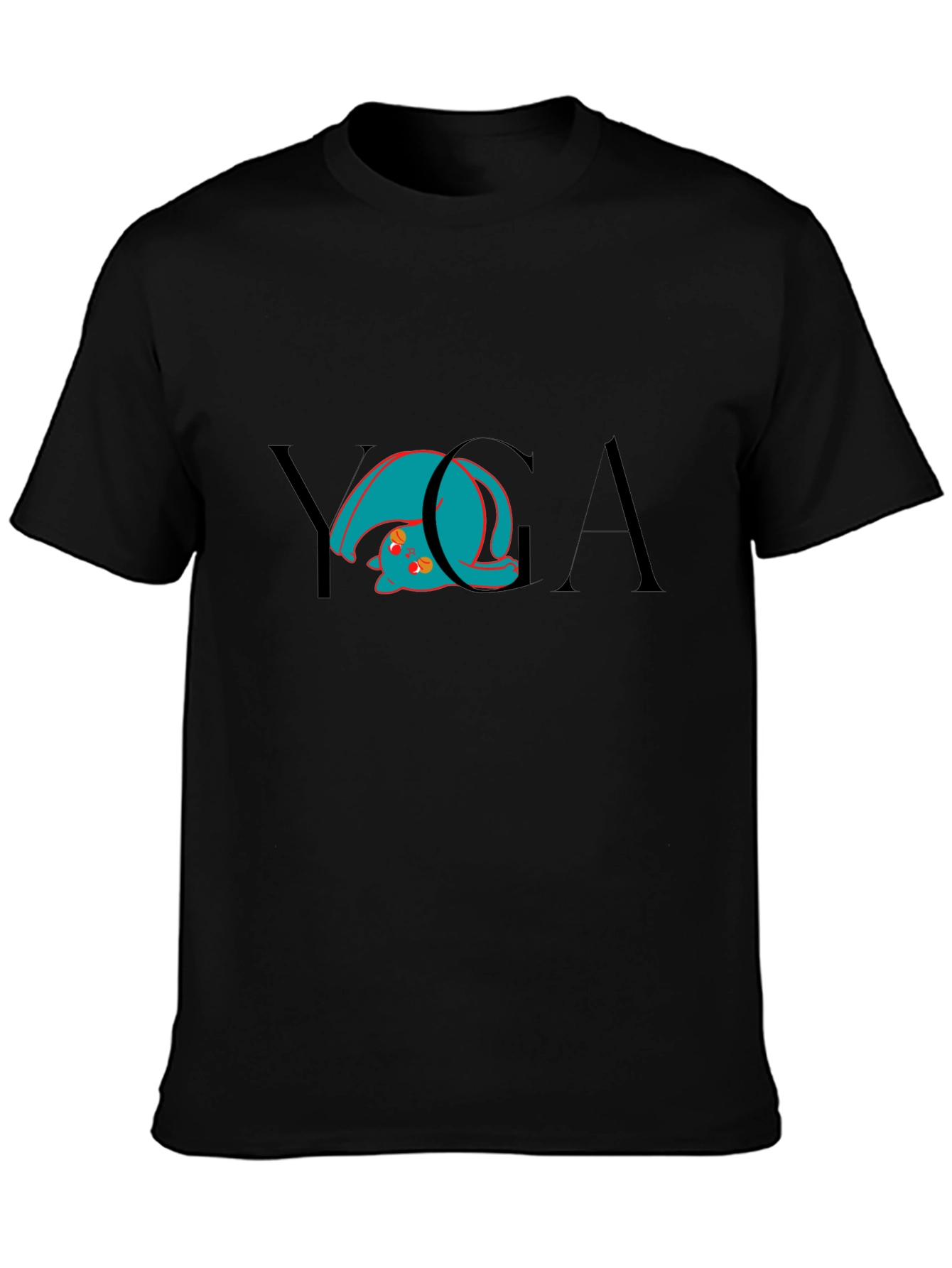 Yoga Cat Black T-Shirt - Flexible Feline Fun!