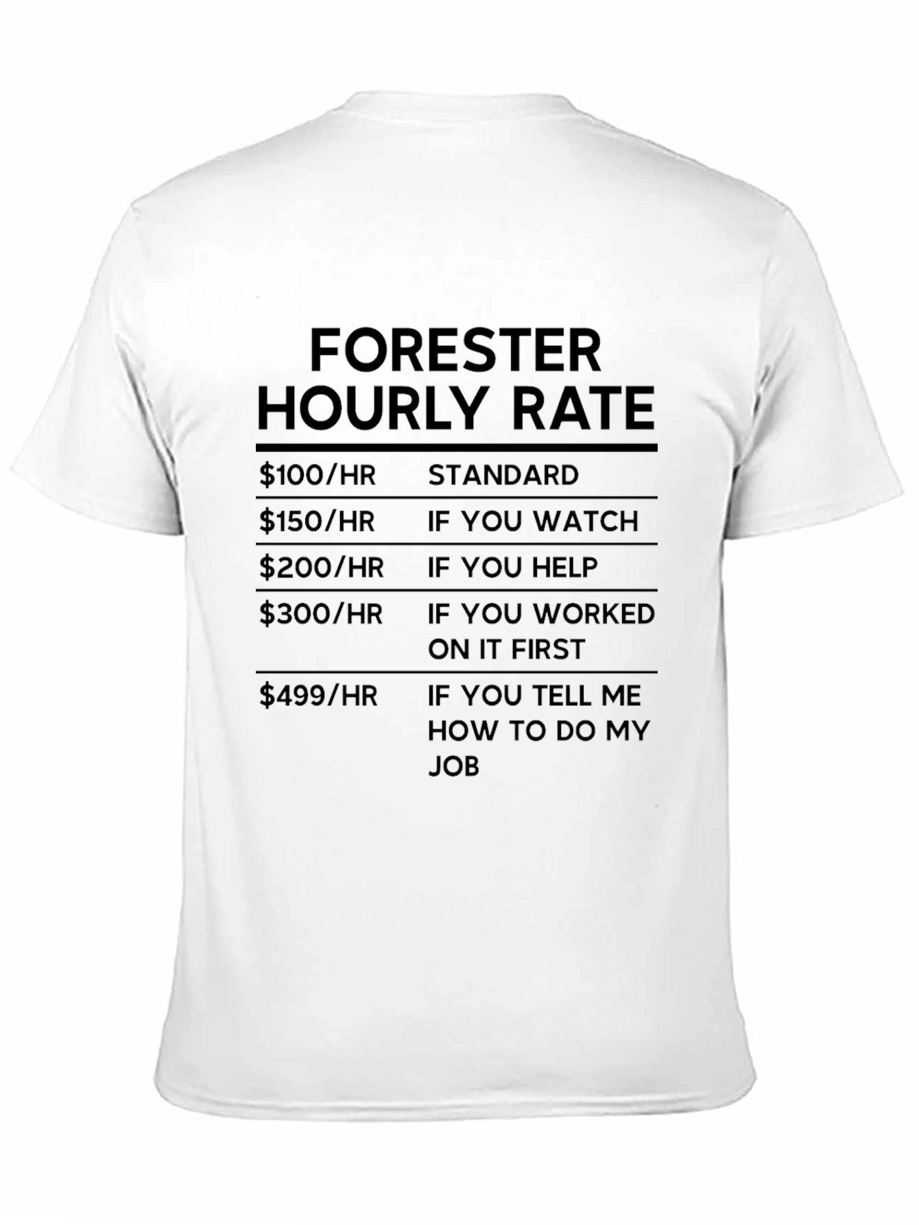 Forester Hourly Rate Novelty T-Shirt