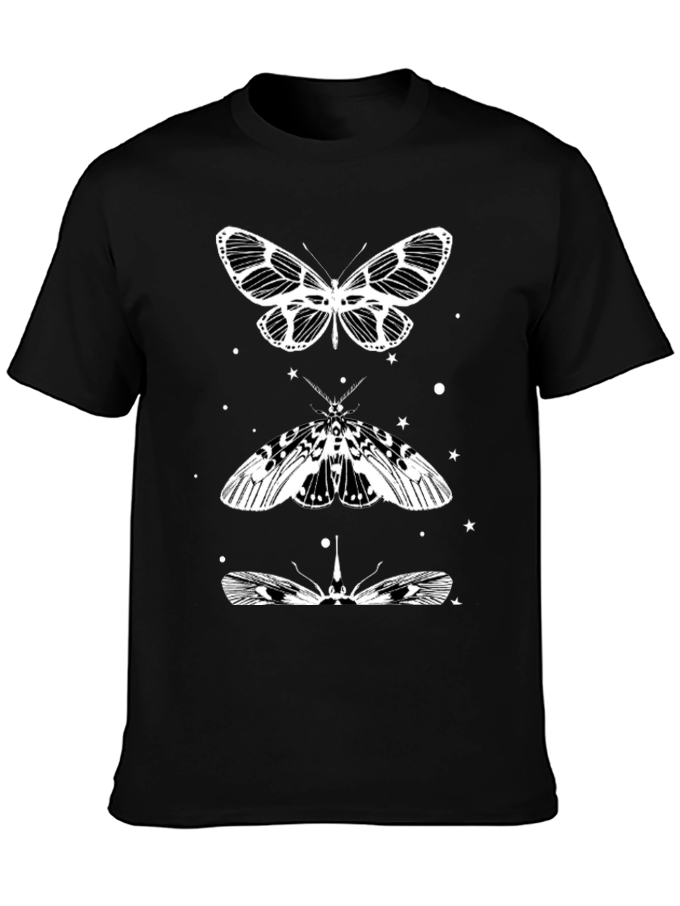 Moth Graphic Tee - Black Cotton T-Shirt