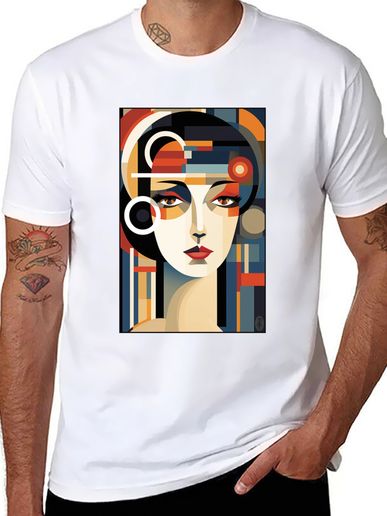 Abstract Geometric Woman Graphic Tee