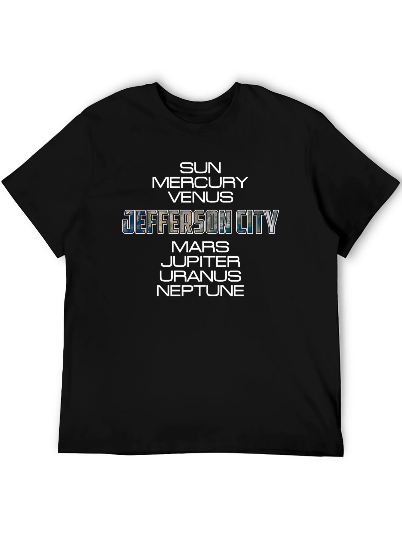 Planets & Jefferson City Black Graphic T-Shirt