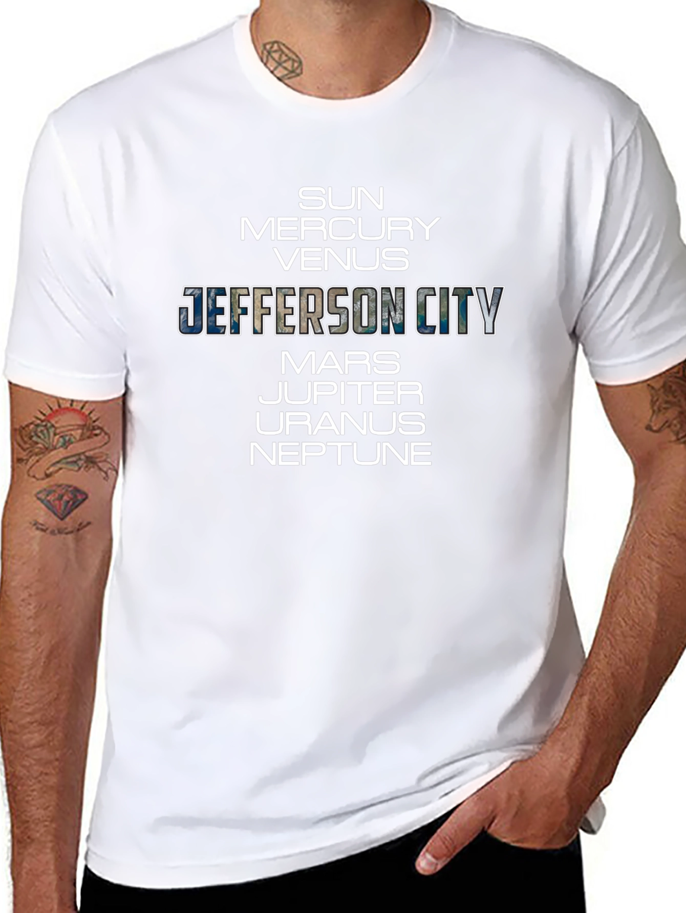 Planets & Jefferson City Black Graphic T-Shirt