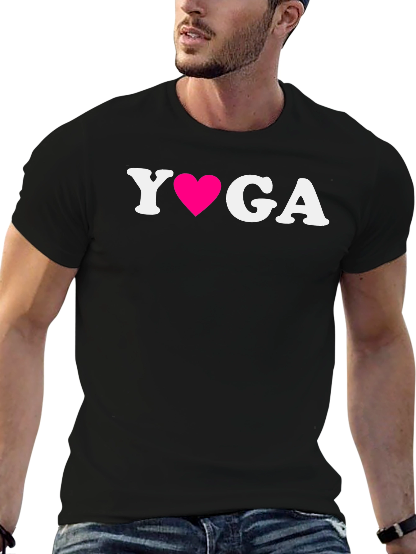 Yoga Heart Graphic Black T-Shirt