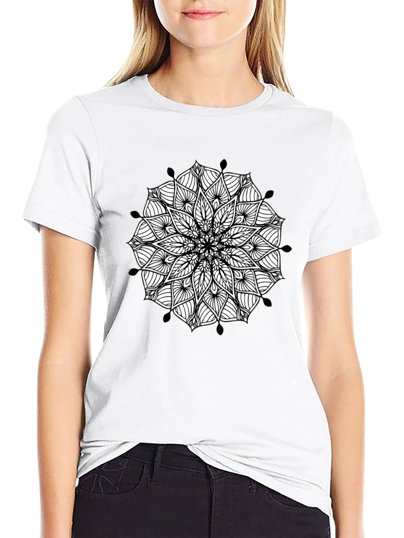 Black Mandala Print Mens Tee