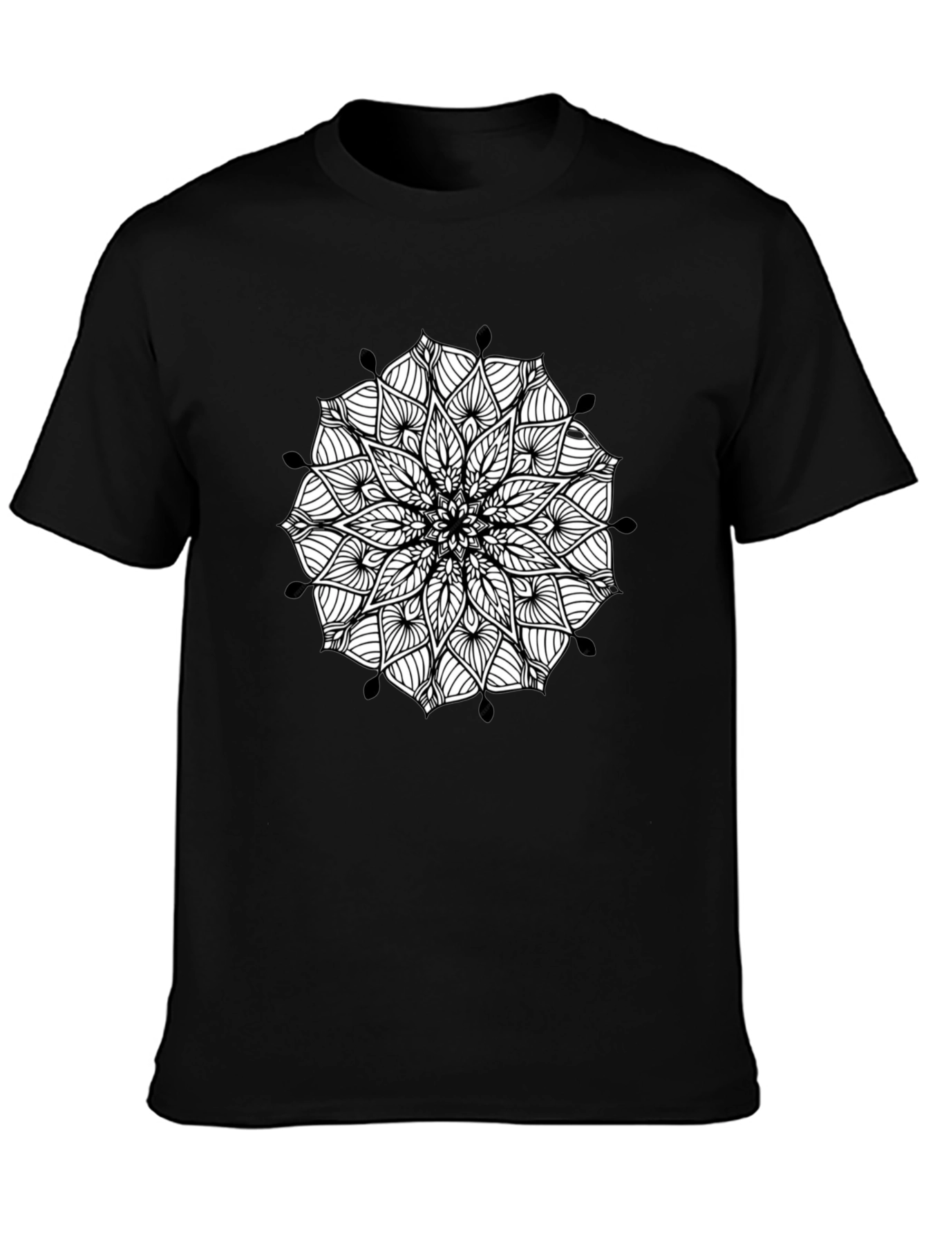 Black Mandala Print Mens Tee