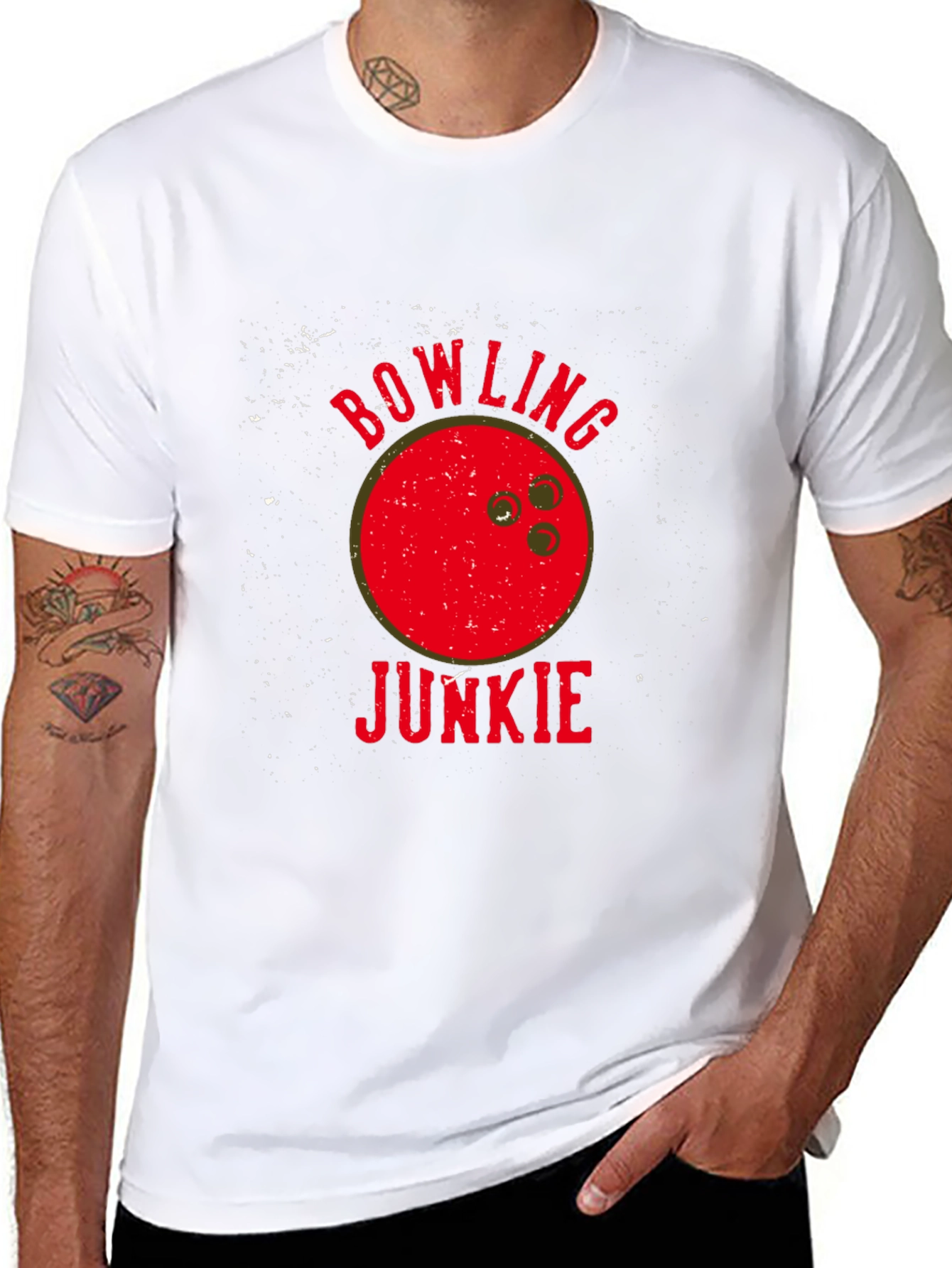 Bowling Junkie T-Shirt - Red Bowling Ball Graphic Tee