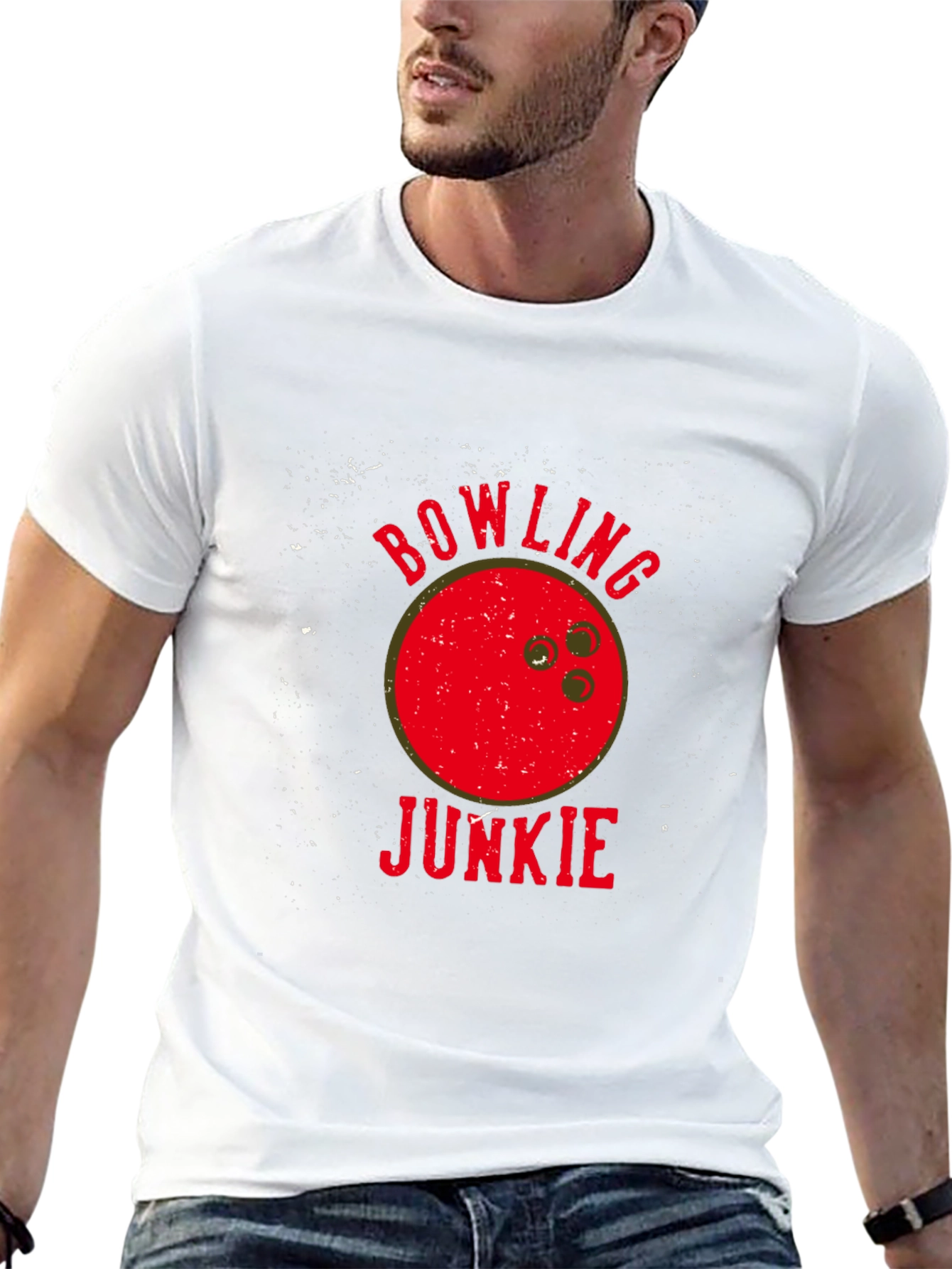 Bowling Junkie T-Shirt - Red Bowling Ball Graphic Tee