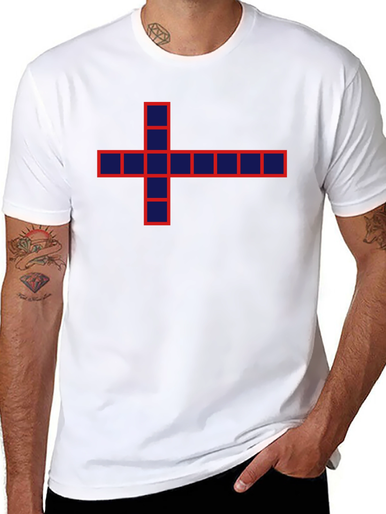 Pixel Cross Graphic Tee - Modern Geek Style