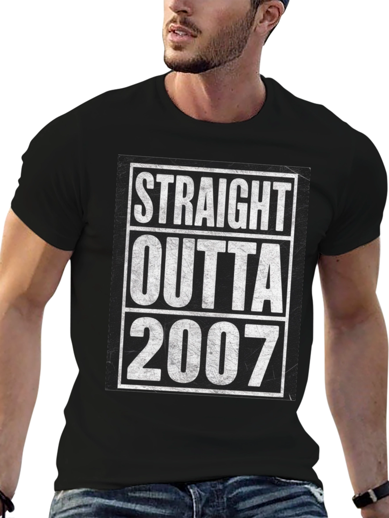 Straight Outta 2007 Black Graphic T-Shirt