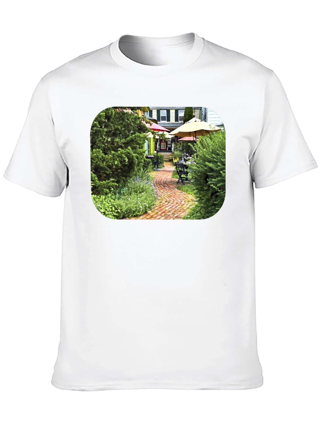 Quaint Garden Path Black T-Shirt