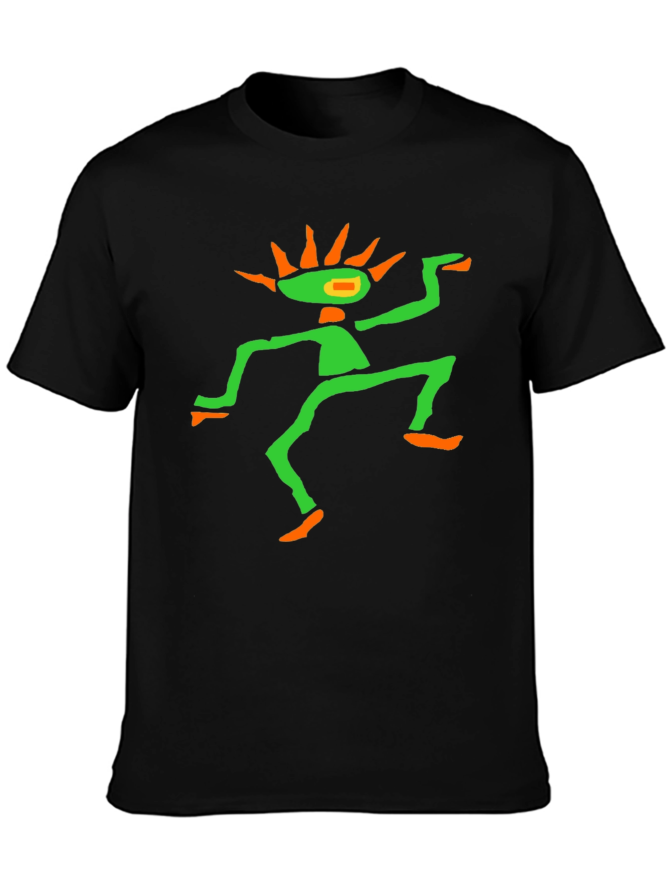 Psychedelic Graphic Tee - Black Cotton Blend