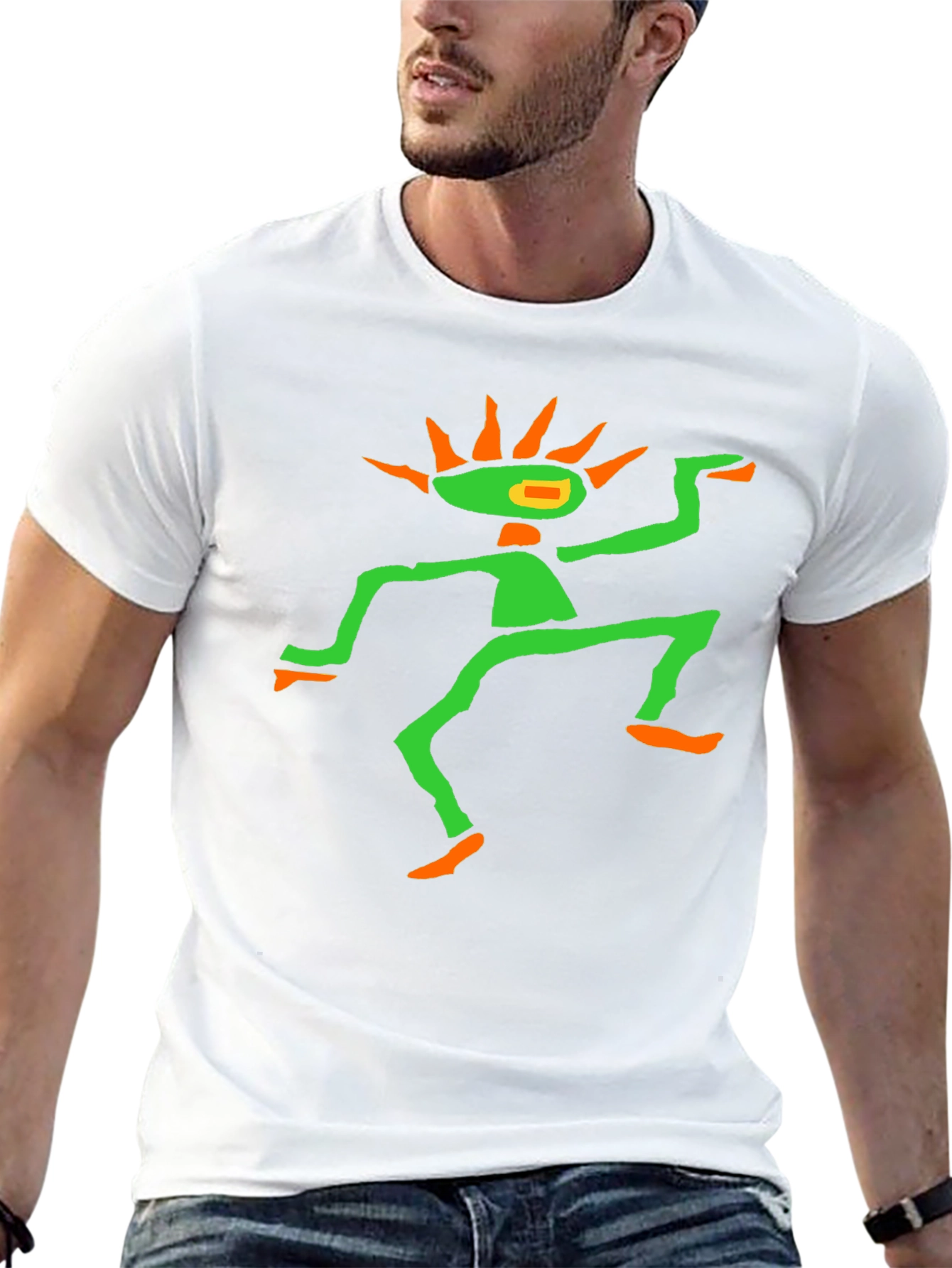 Psychedelic Graphic Tee - Black Cotton Blend