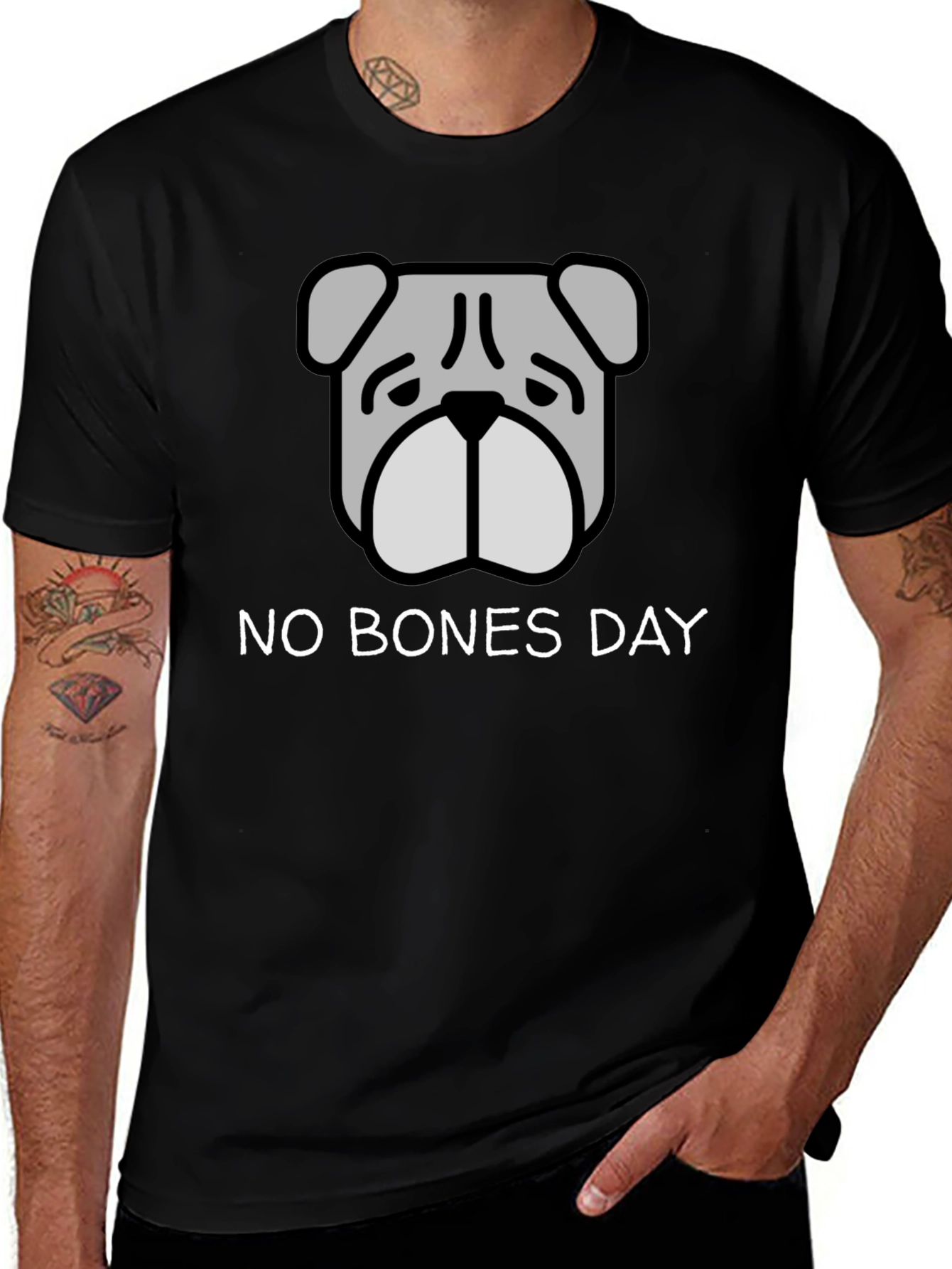 No Bones Day T-Shirt - Bulldog Graphic Tee
