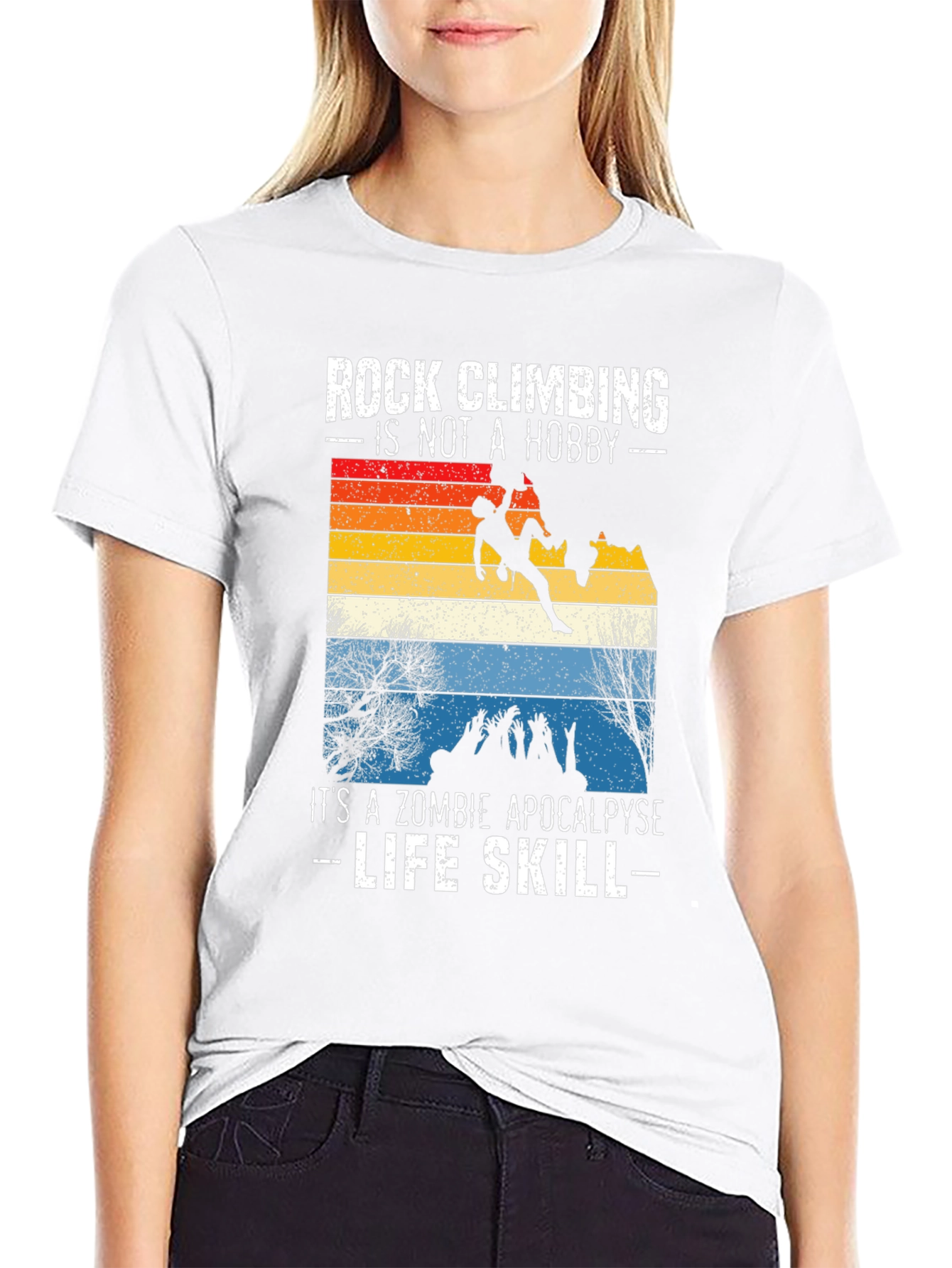Rock Climbing Zombie Apocalypse Life Skill Graphic Tee