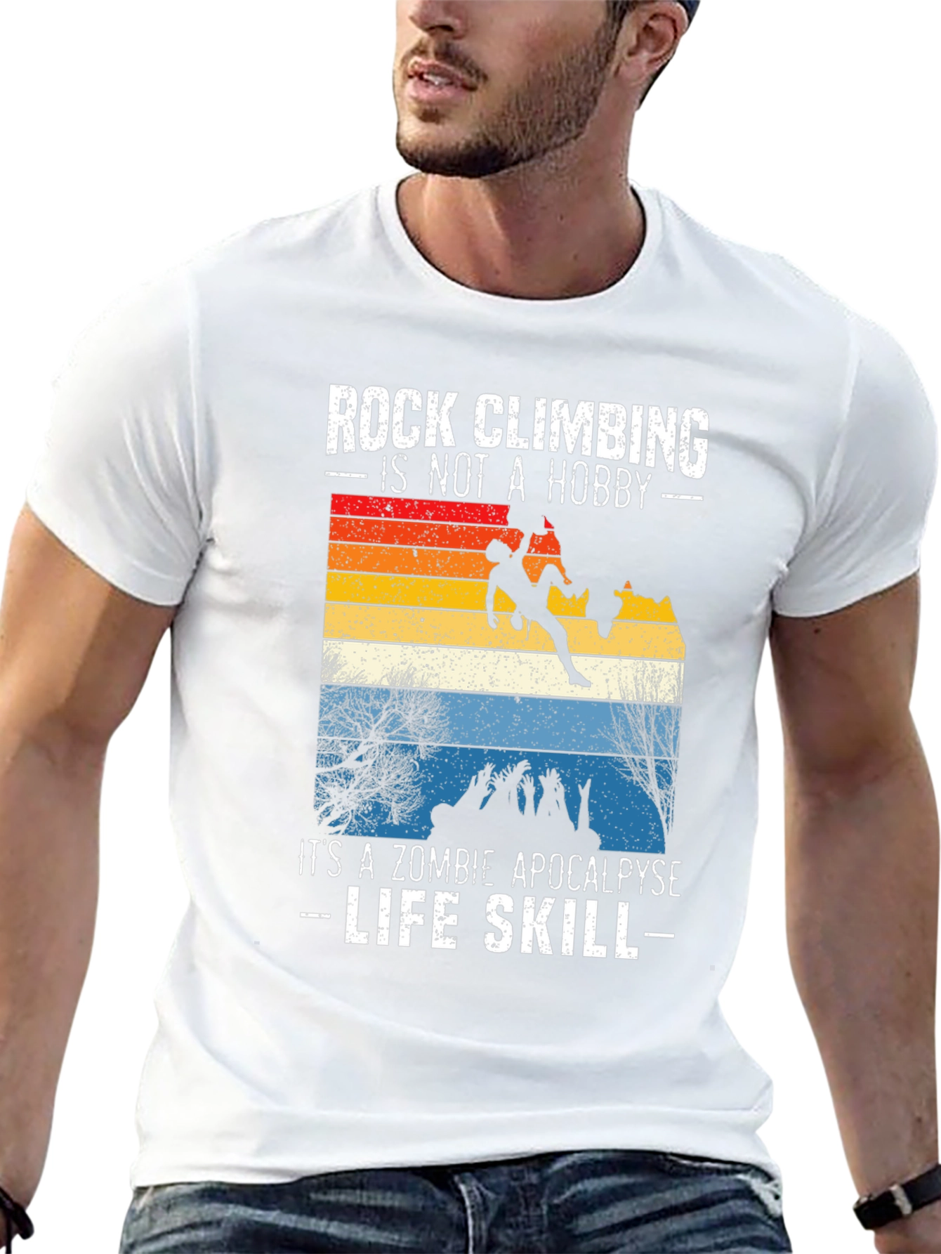Rock Climbing Zombie Apocalypse Life Skill Graphic Tee