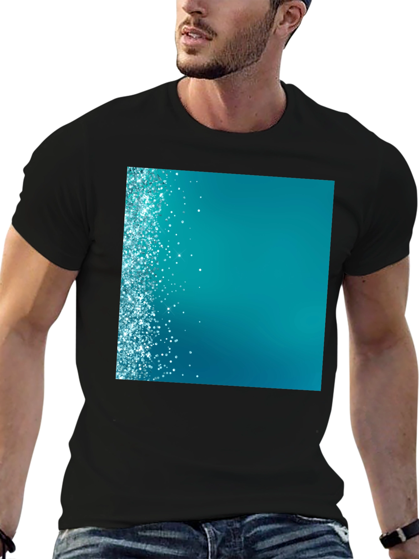 Sparkling Teal Graphic Tee - Modern Design