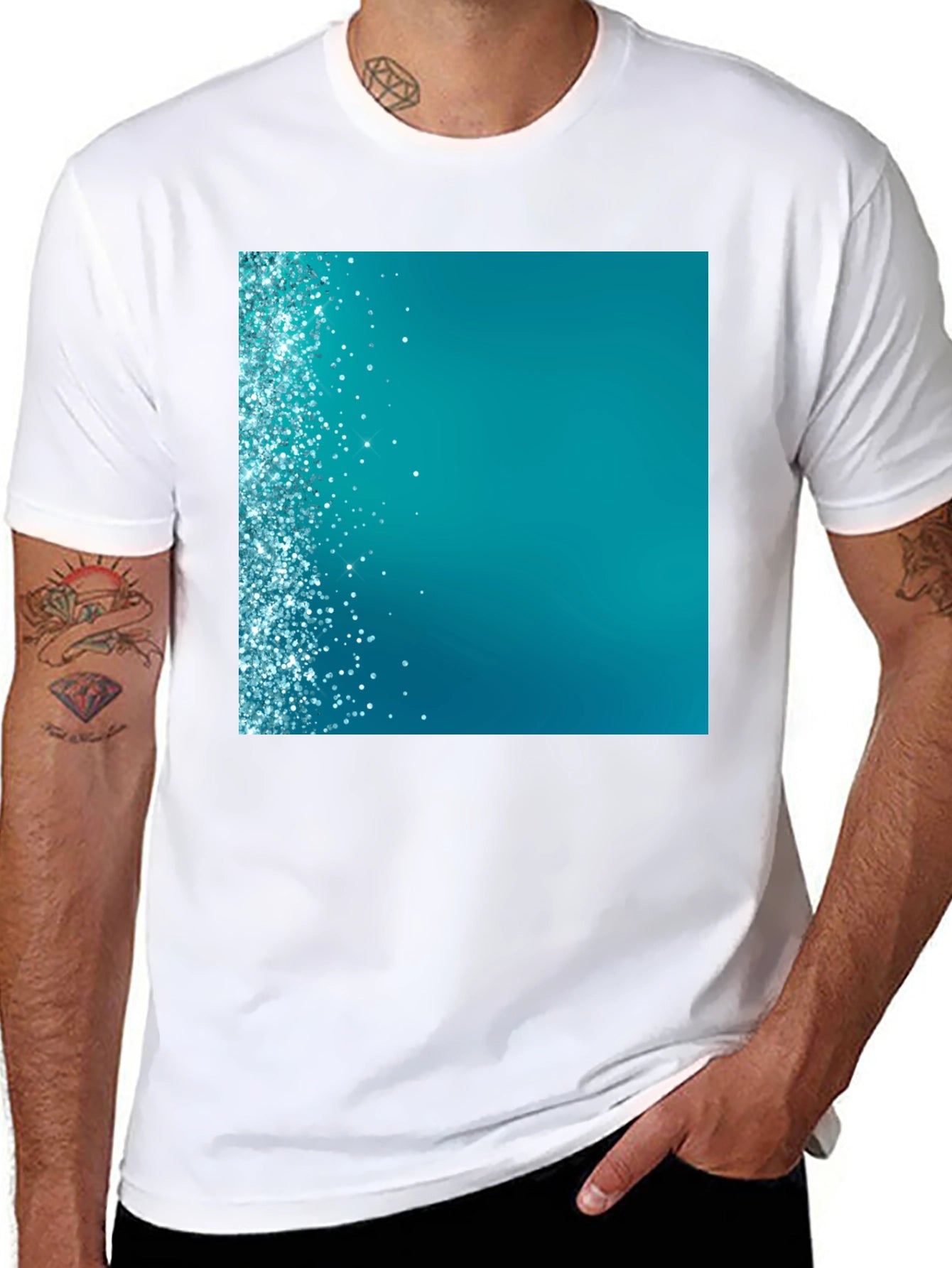Sparkling Teal Graphic Tee - Modern Design