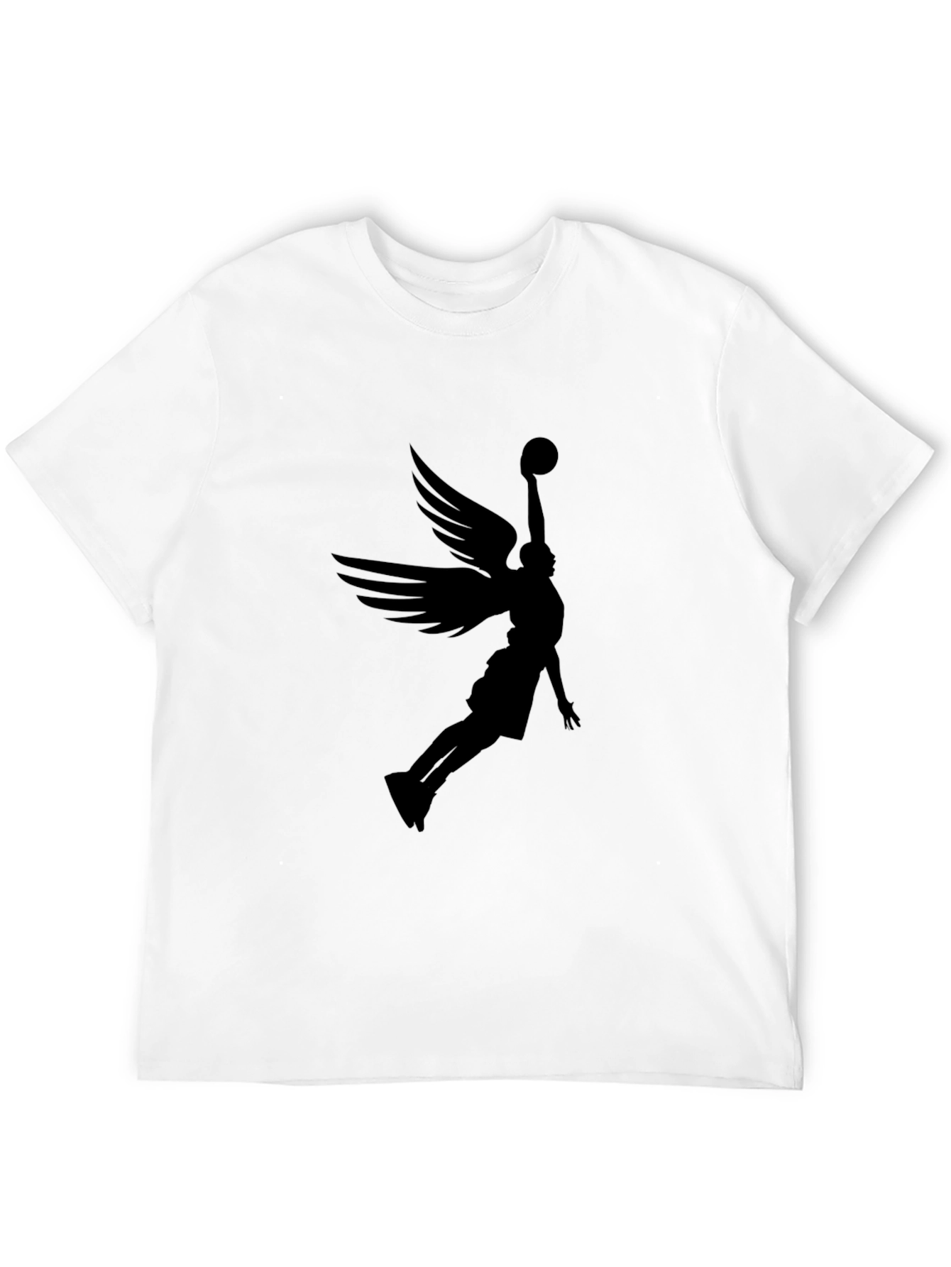 Winged Basketball Player Graphic Tee - Black