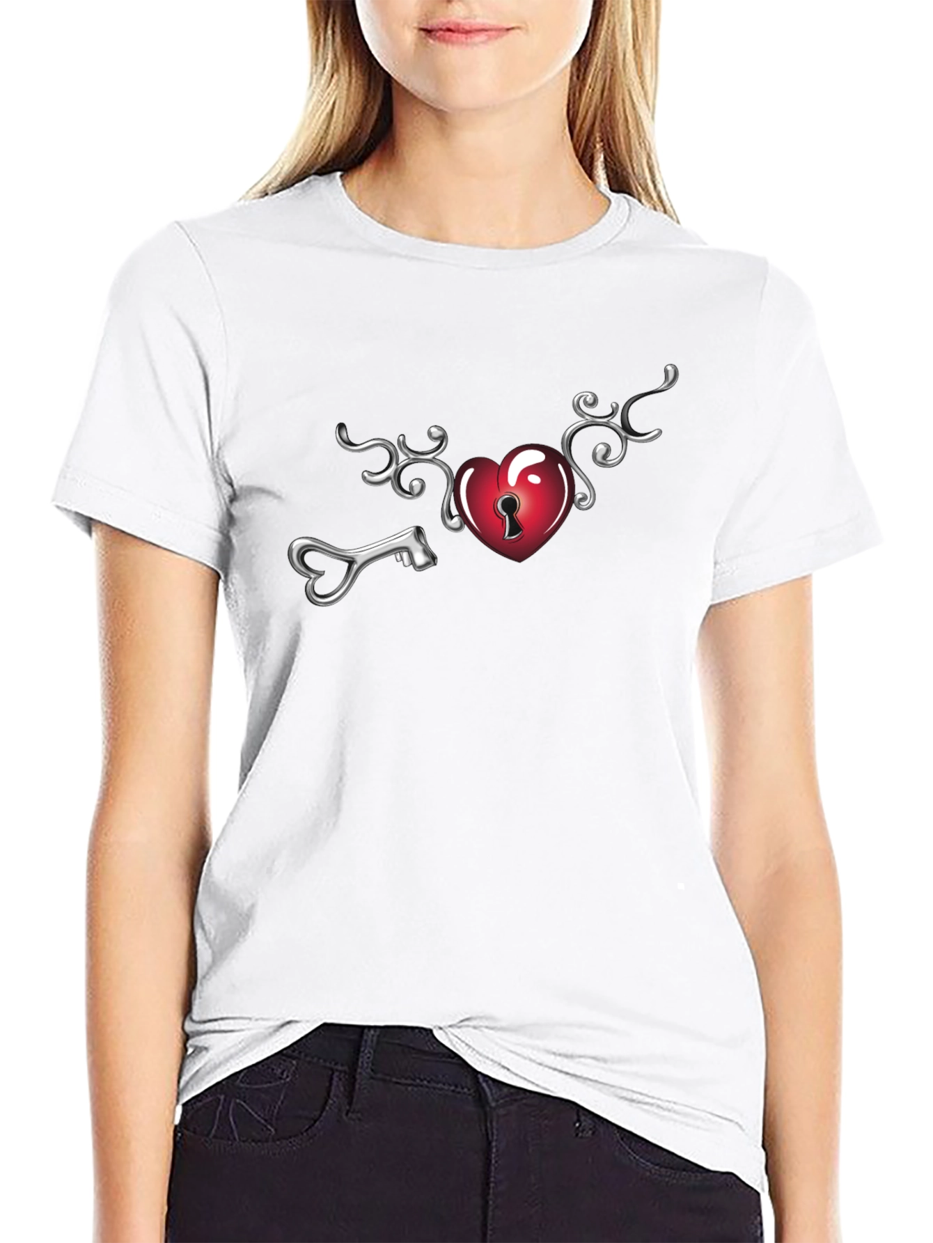 Heart Lock Key T-Shirt - Unlock Your Style!