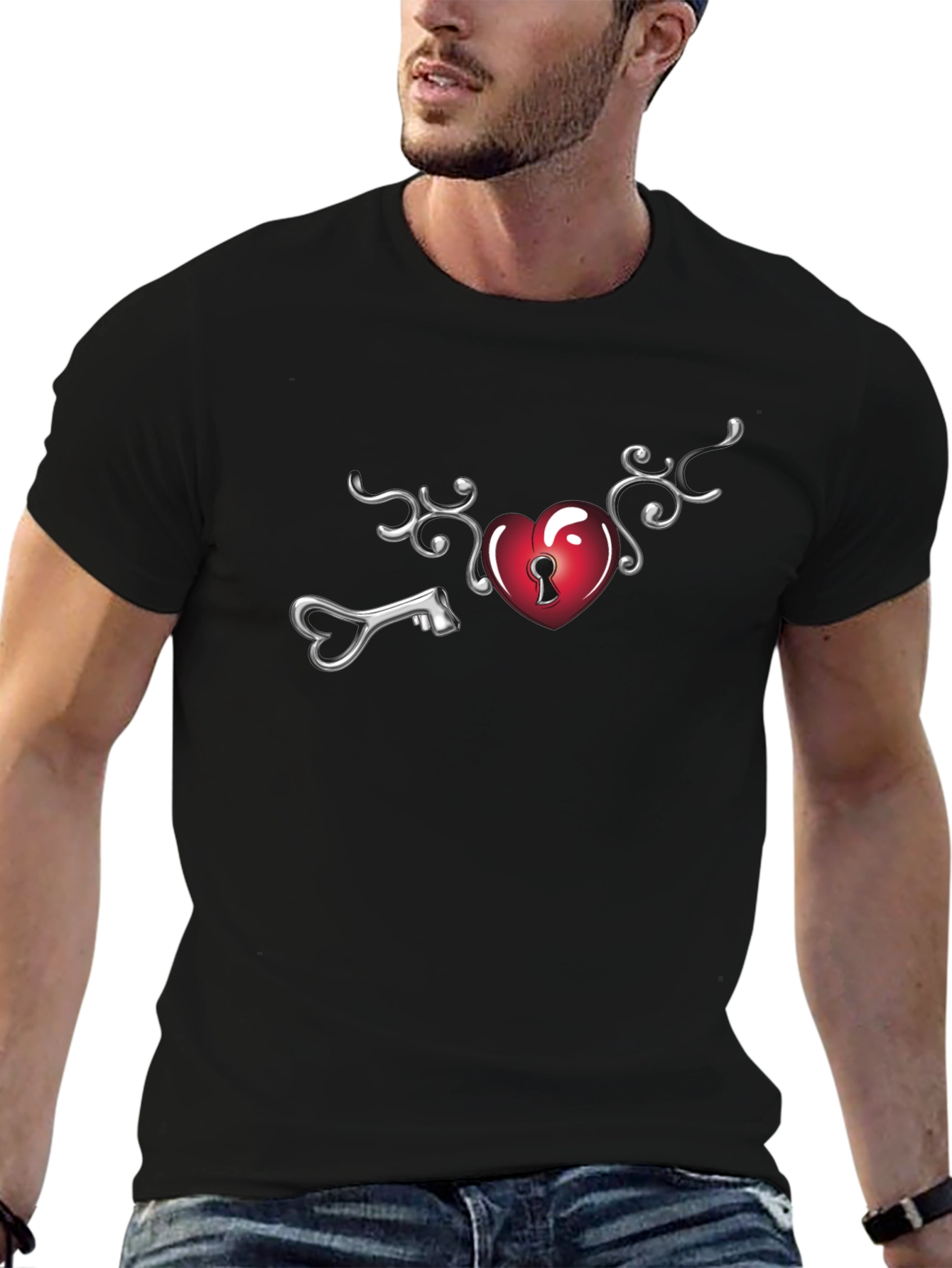 Heart Lock Key T-Shirt - Unlock Your Style!