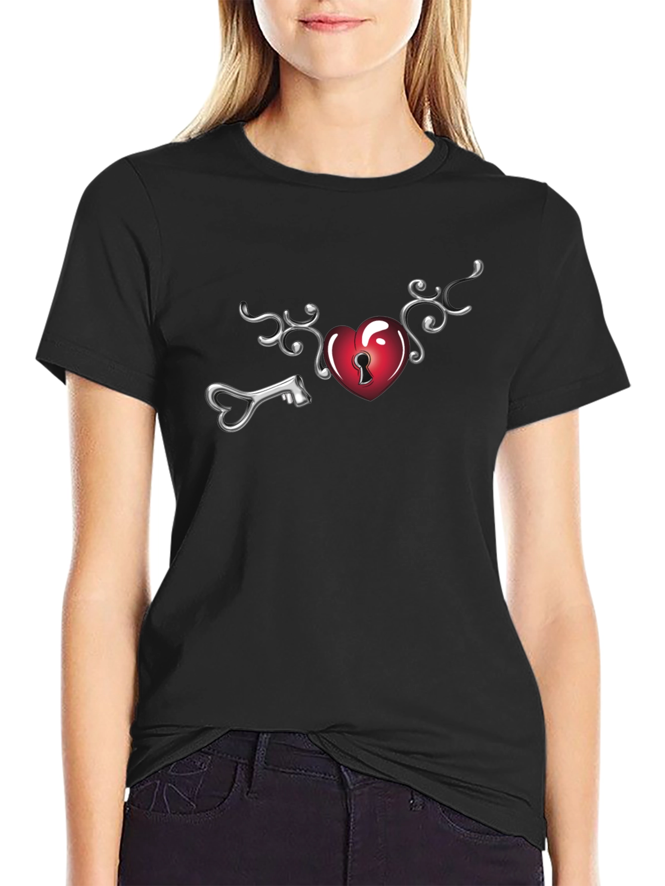 Heart Lock Key T-Shirt - Unlock Your Style!