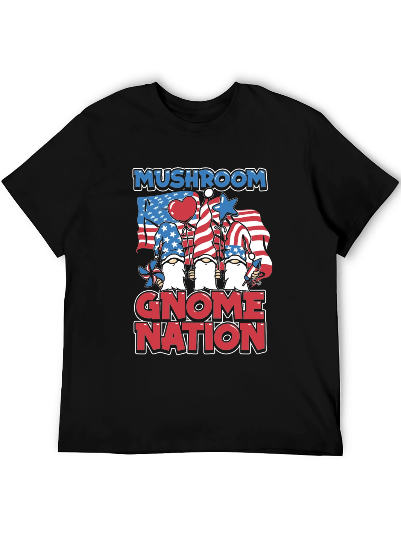 Mushroom Gnome Nation Patriotic T-Shirt