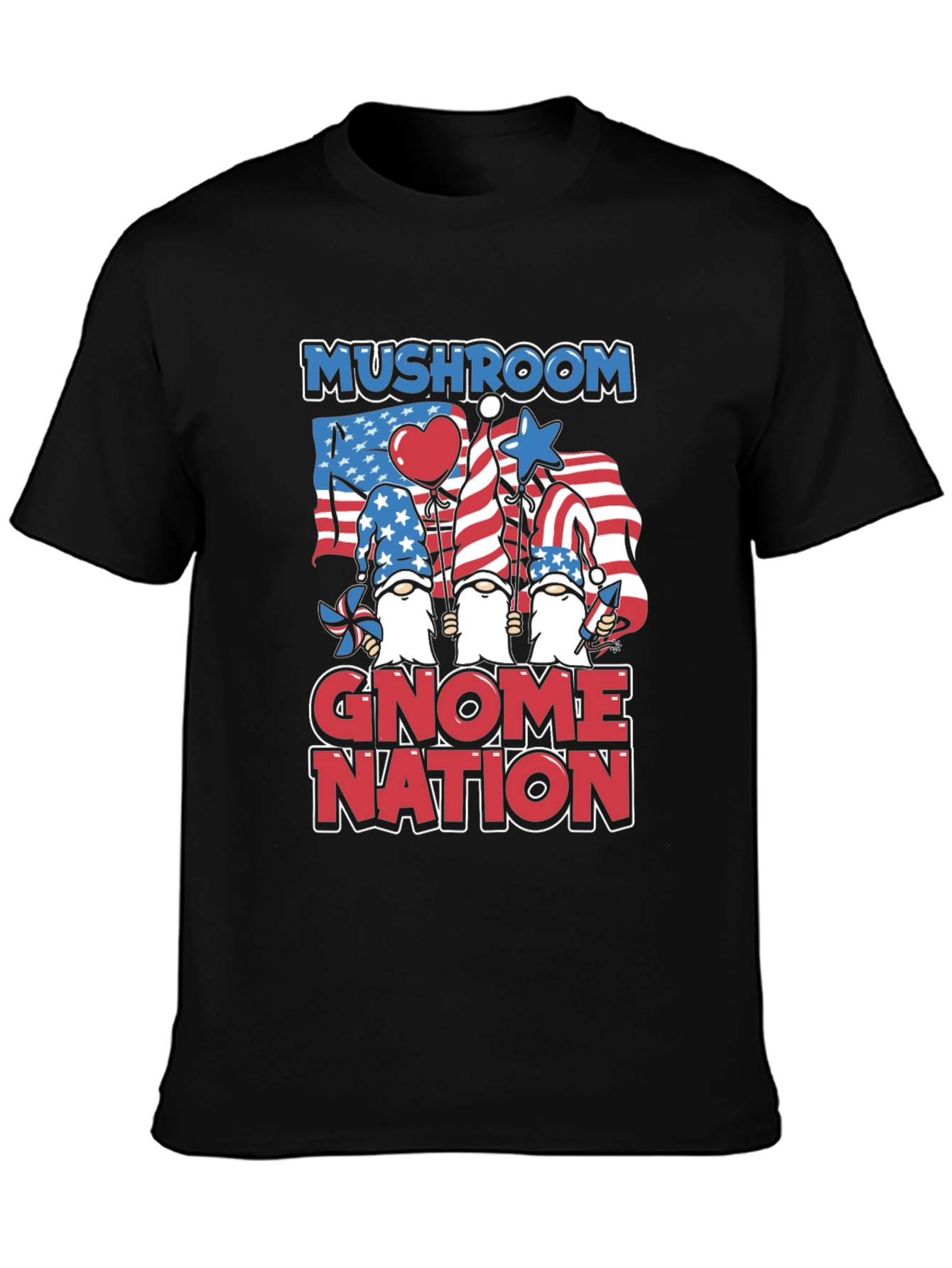 Mushroom Gnome Nation Patriotic T-Shirt