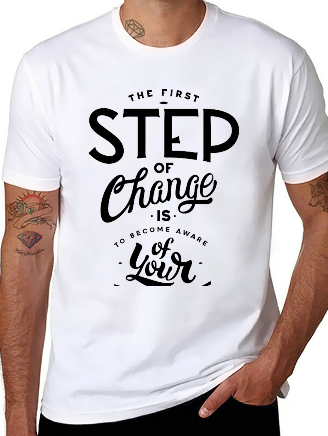 Motivational First Step of Change Black T-Shirt