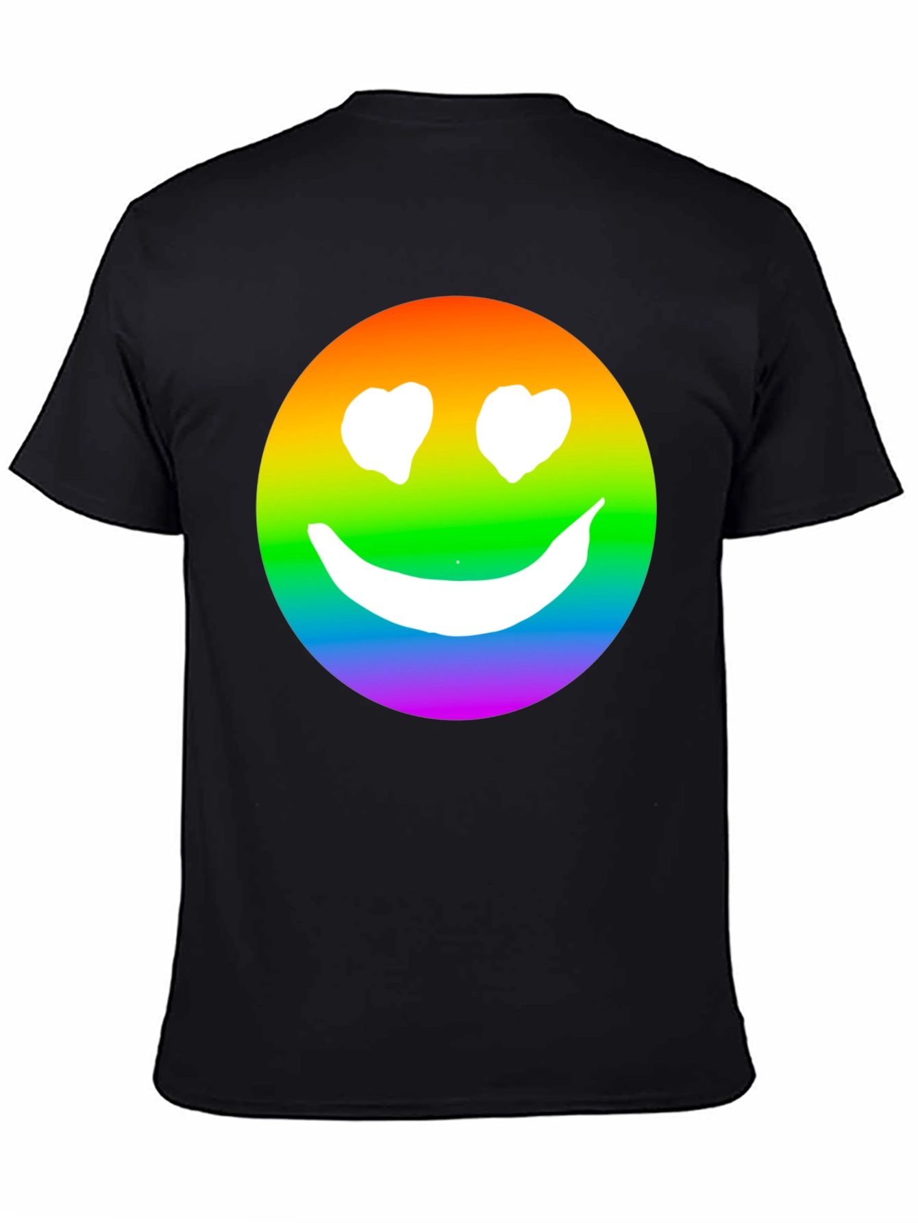 Rainbow Smiley Face Black T-Shirt